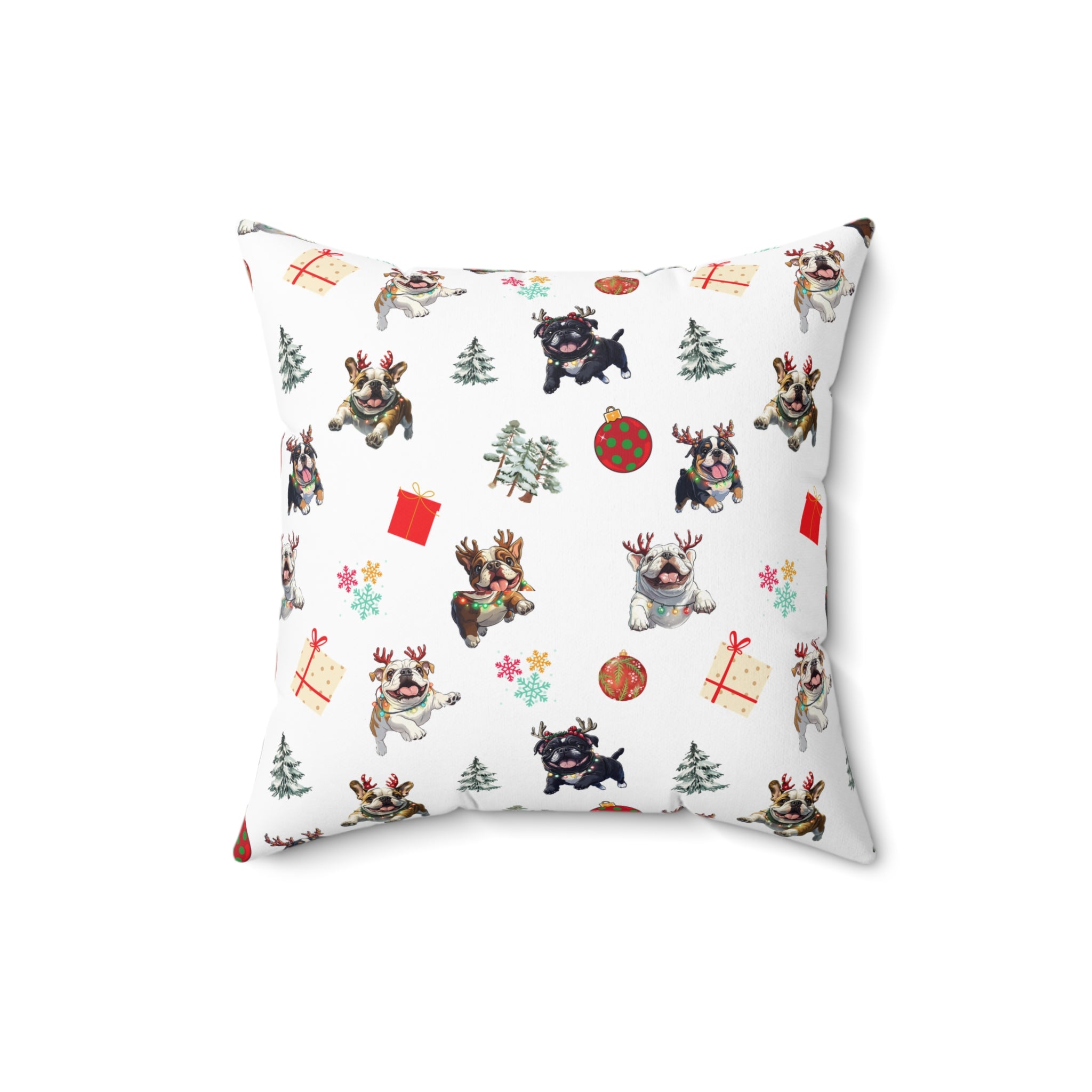 “Tipsy Bulldogs” Christmas pillow (English)