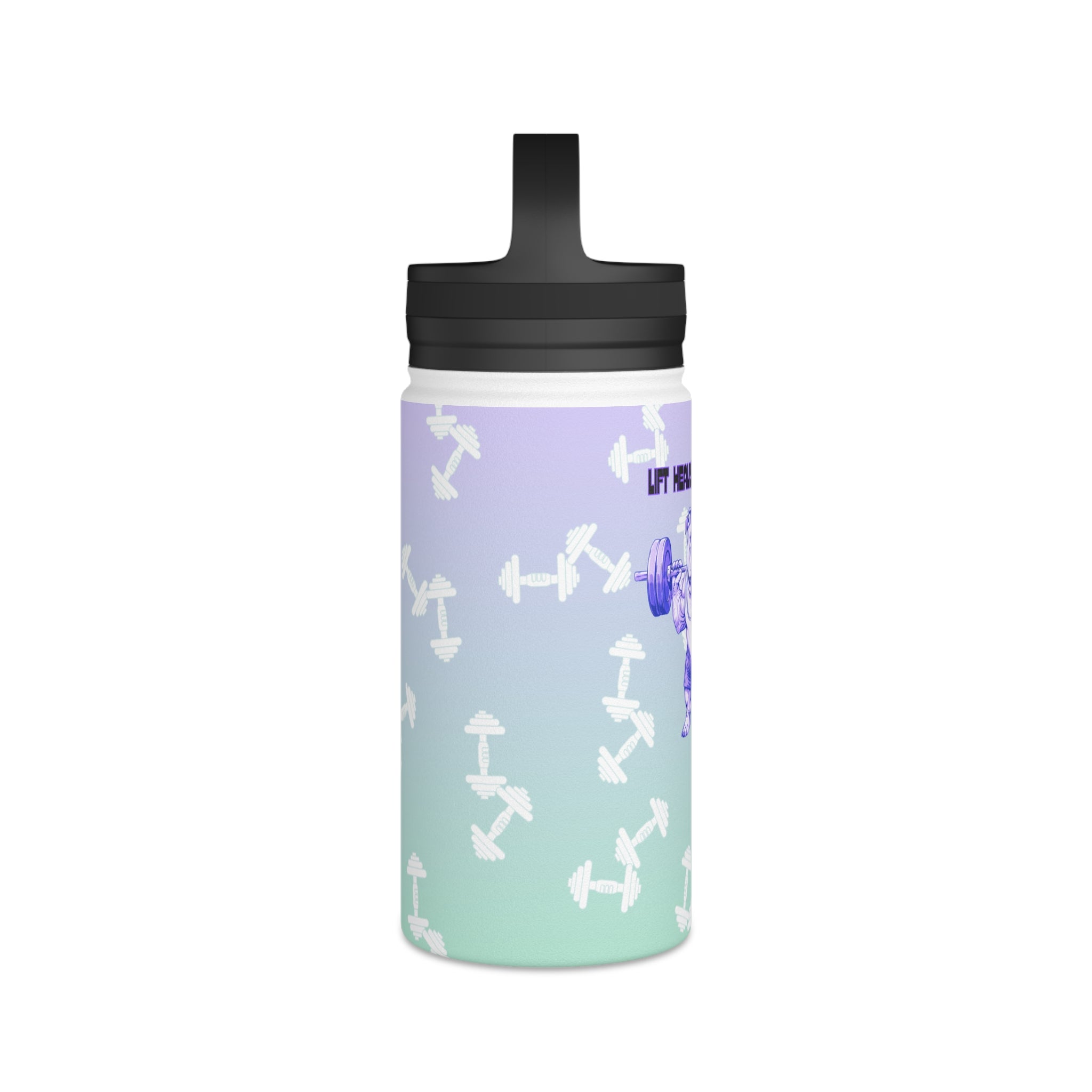 Tipsy Bully Ripped Bulldog Stainless Steel Water Bottle, Handle Lid (English/Purple)