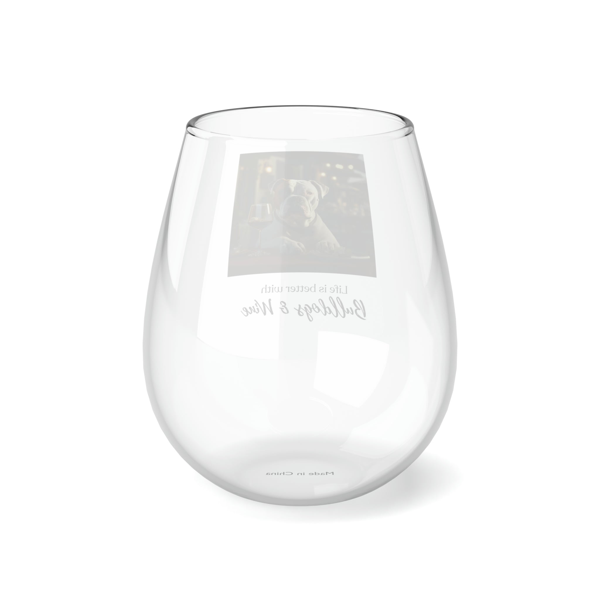 Life is Better with Bulldogs & Wine" Stemless Glass - American Bulldog