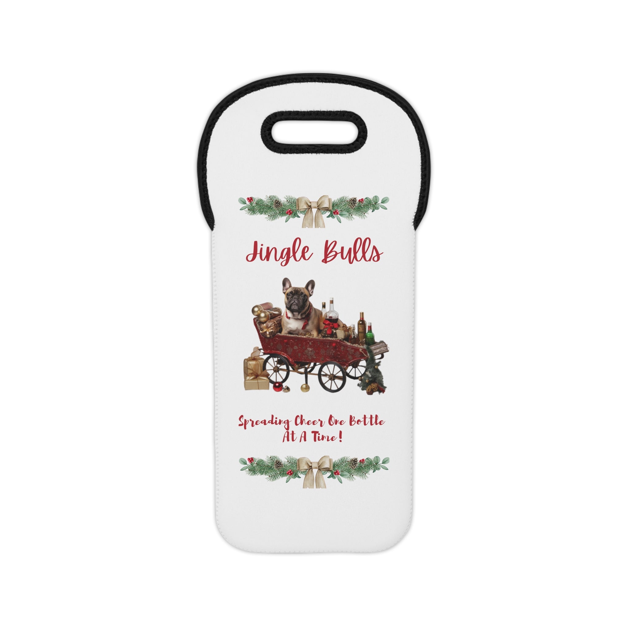 🎄🍷 Tipsy Bully's "Jingle Bulls - Spreading Cheer One Bottle At A Time" Wine Tote 🍷🎄 French Bulldog