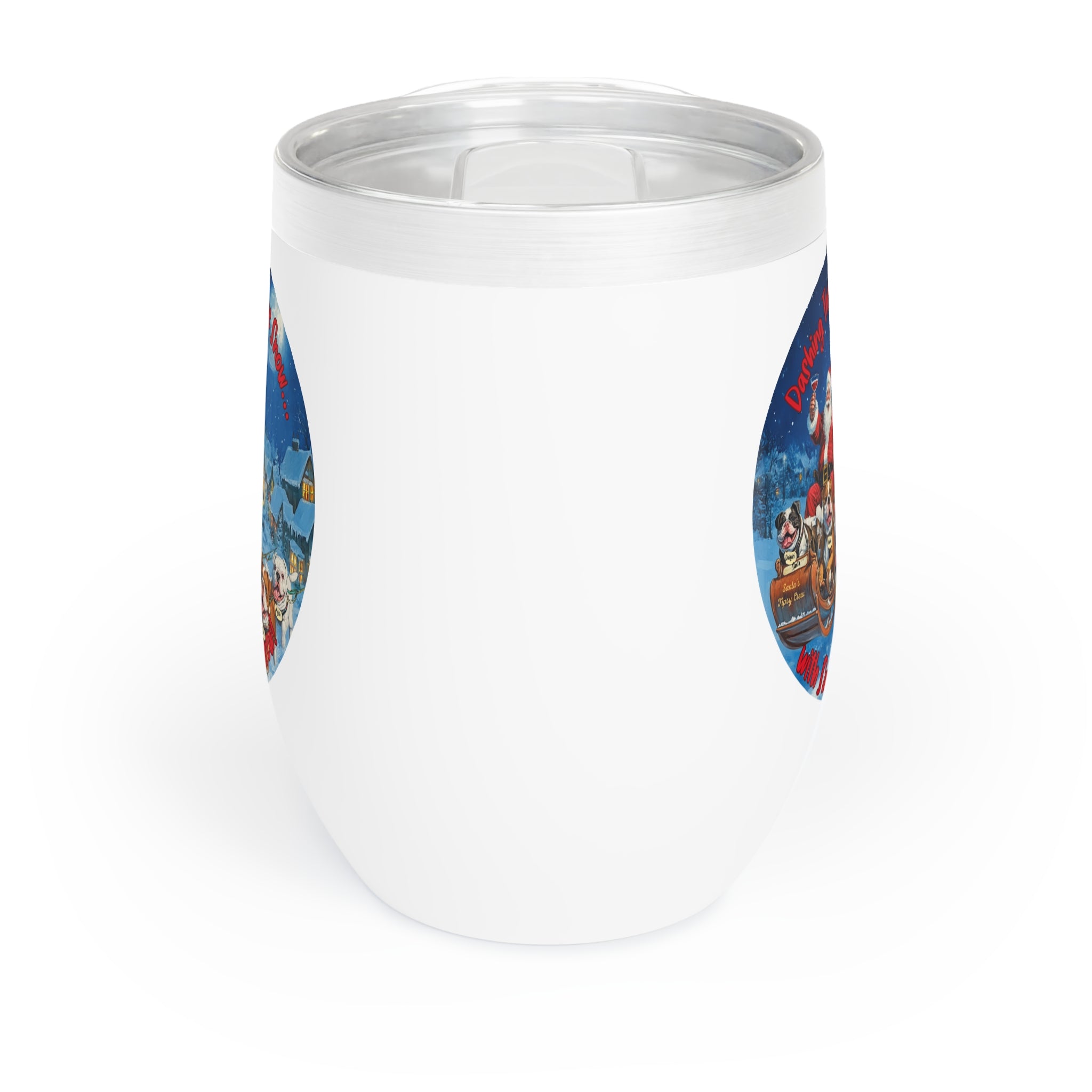 "Santa’s Tipsy Crew" Insulated Wine Tumbler (English)