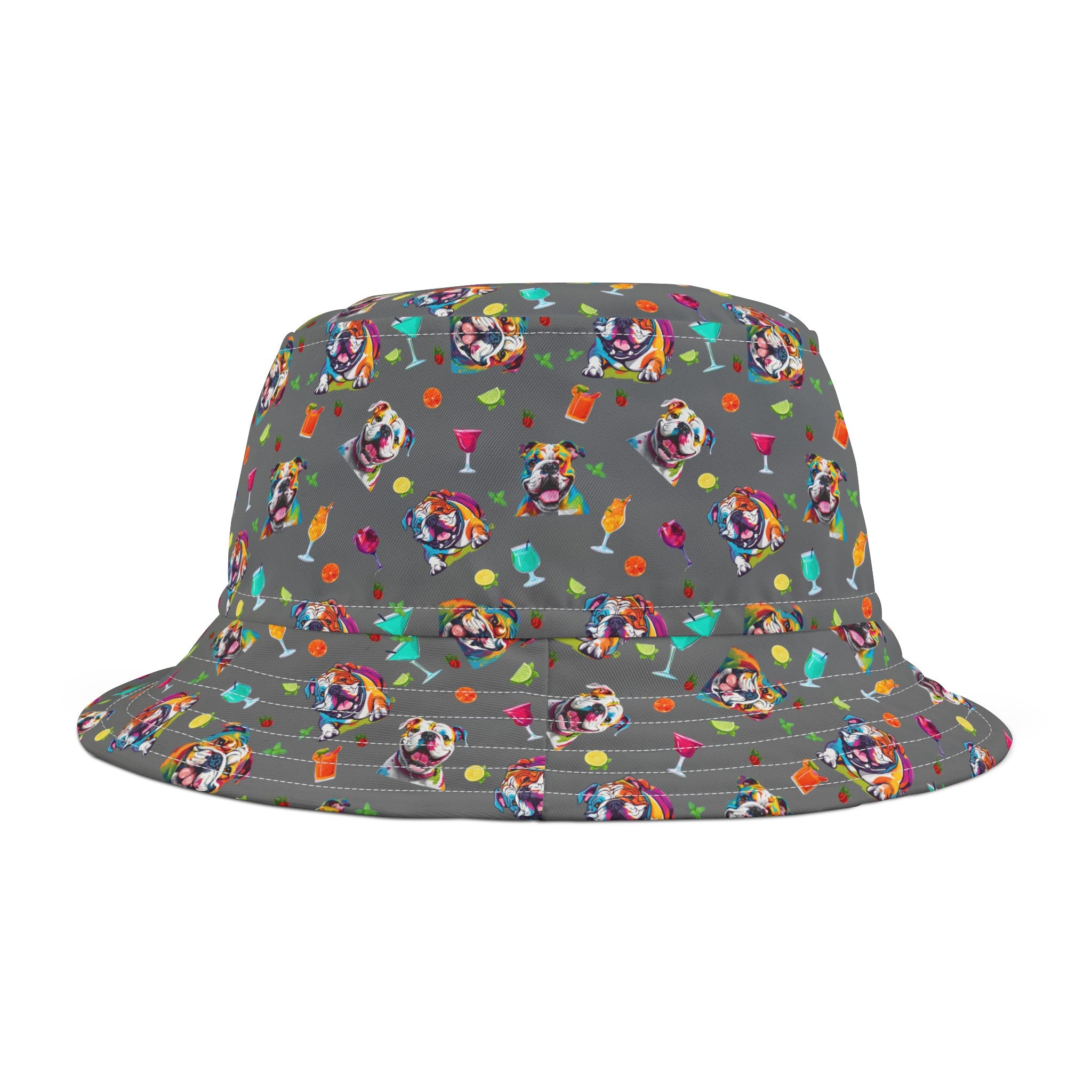 Tipsy Bully Unisex Summer Cocktail Bucket Hat (English/Grey)