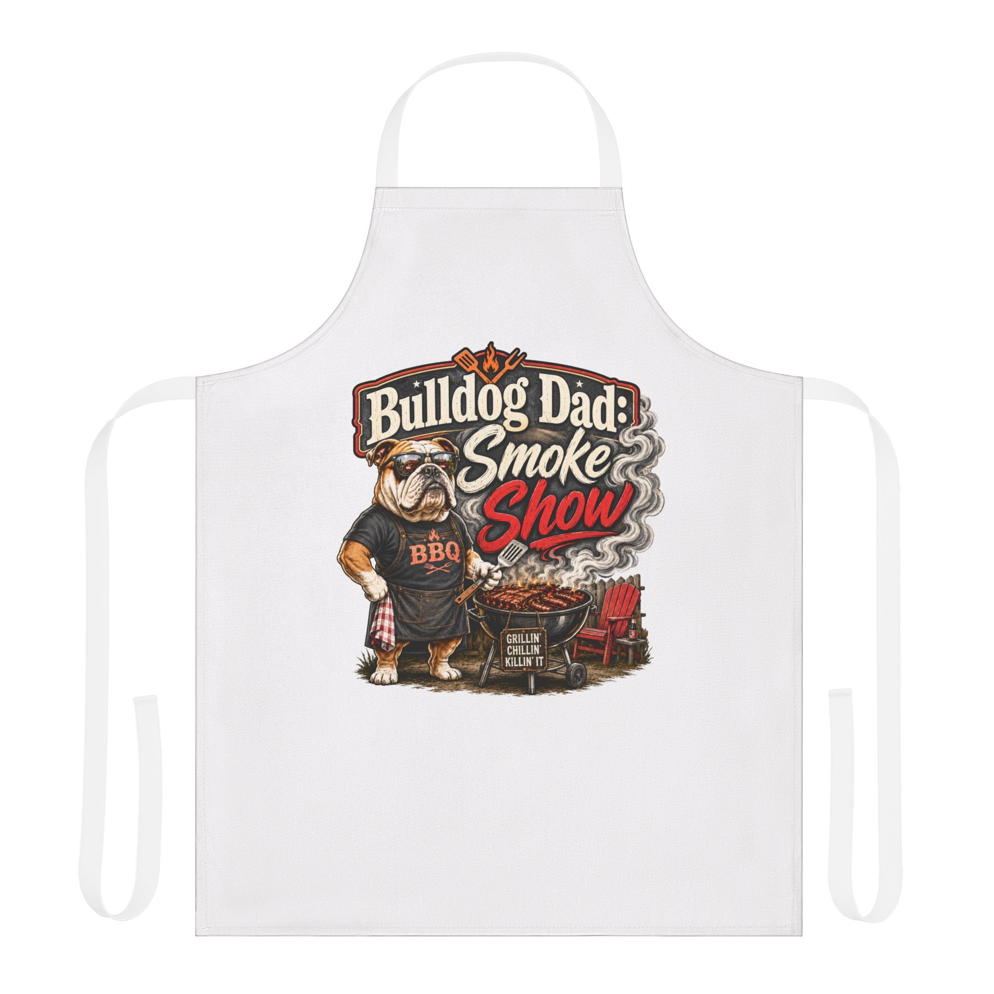 Bulldog Dad BBQ Apron – "Smoke Show" Grilling Gift for Fathers (English)