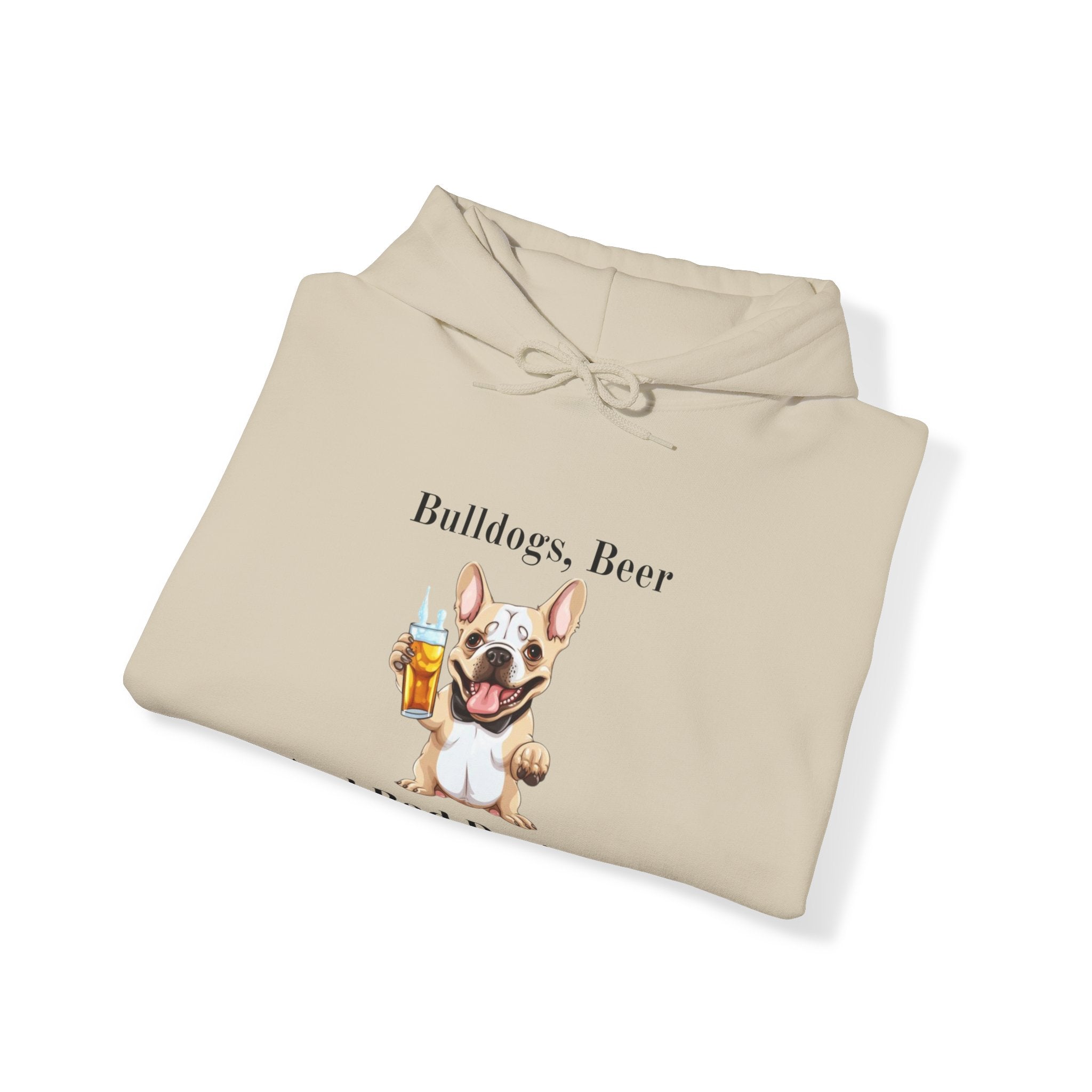Bulldogs, Beer, and Bad Decisions" Hoodie - Your Go-To Gear for Mischievous Times! (French/White)