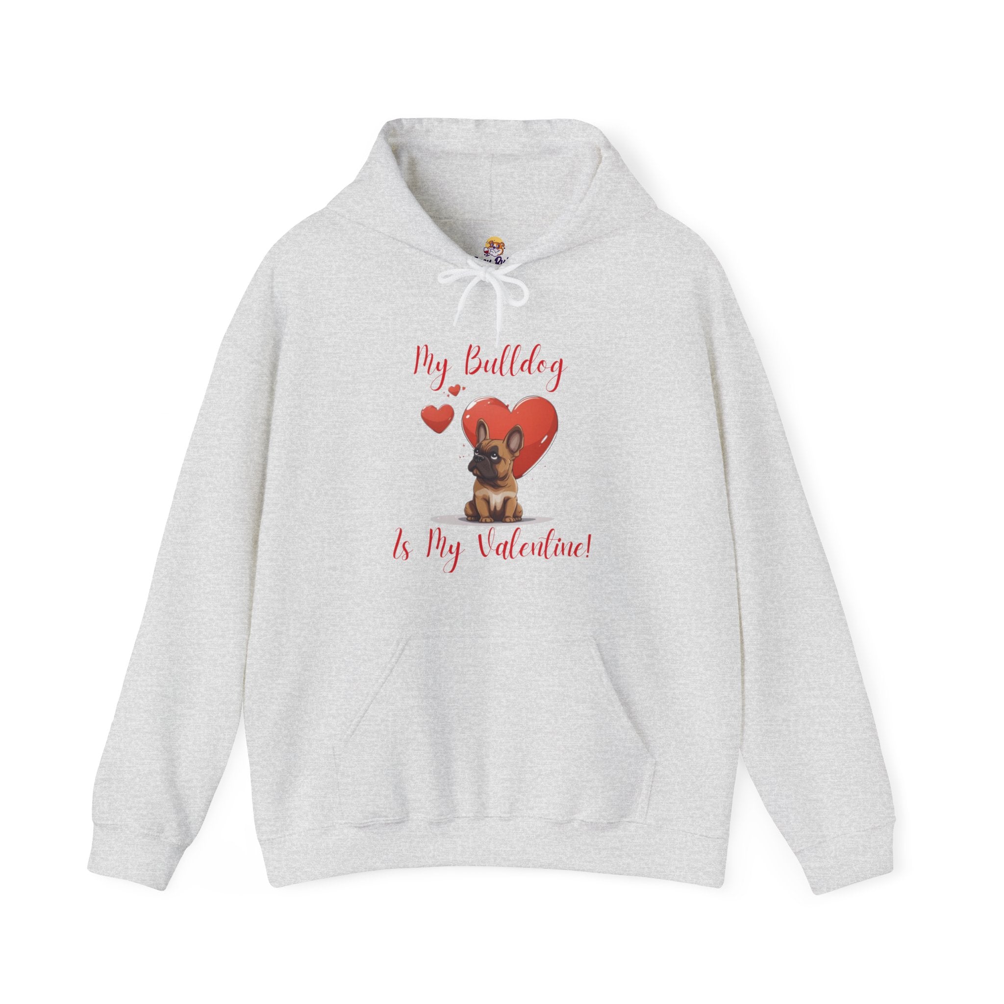 My Bulldog Is My Valentine" - Customizable Bulldog Valentine's Day Hoodie from Tipsy Bully (French/Brown)