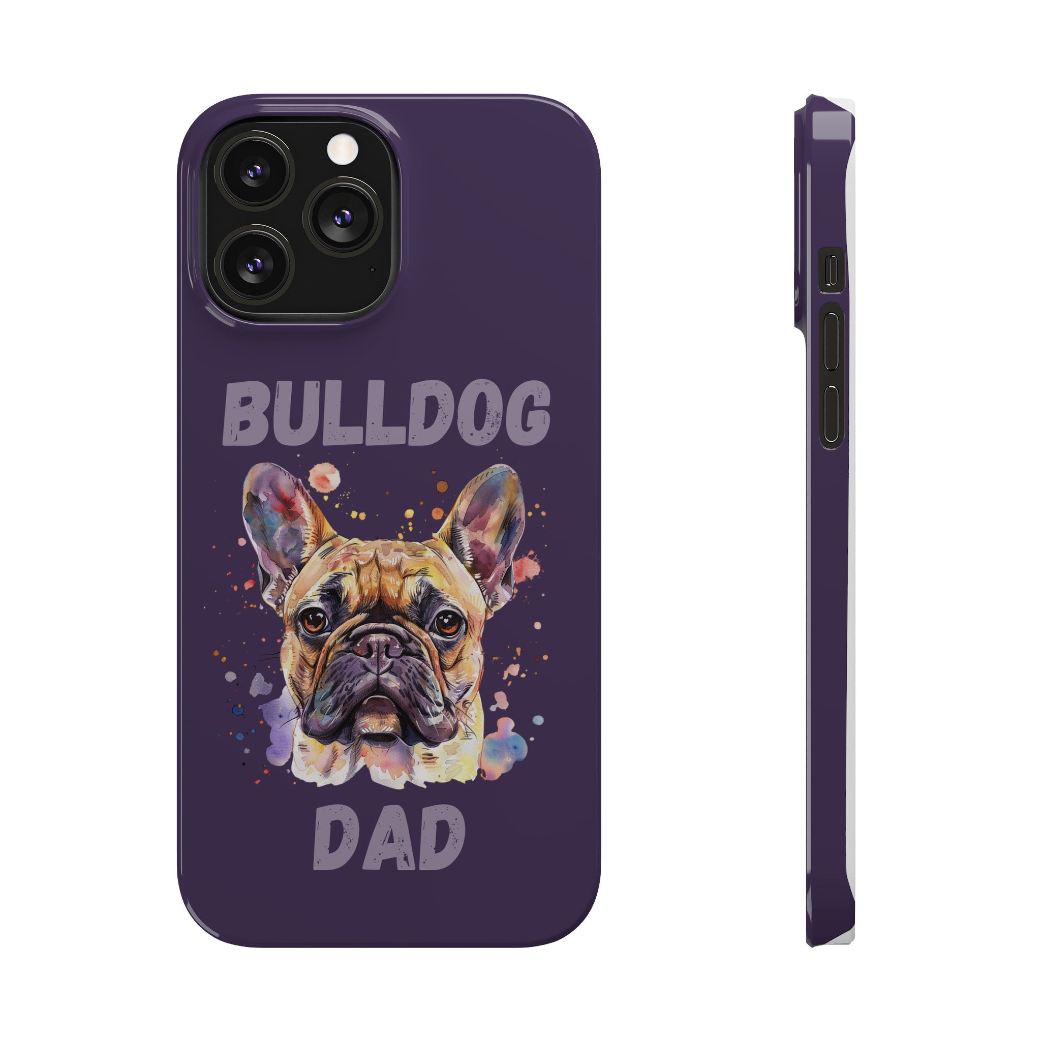 Bulldog Dad iPhone Cases (French/Purple)