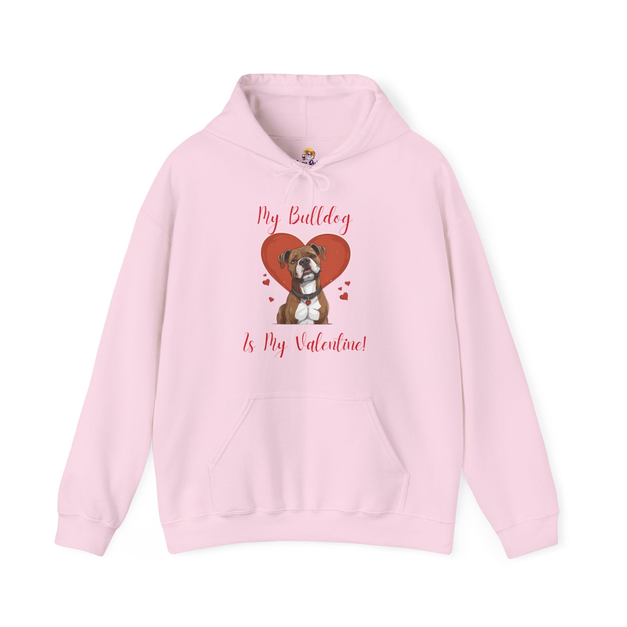 My Bulldog Is My Valentine" - Customizable Bulldog Valentine's Day Hoodie from Tipsy Bully (American/Brown)