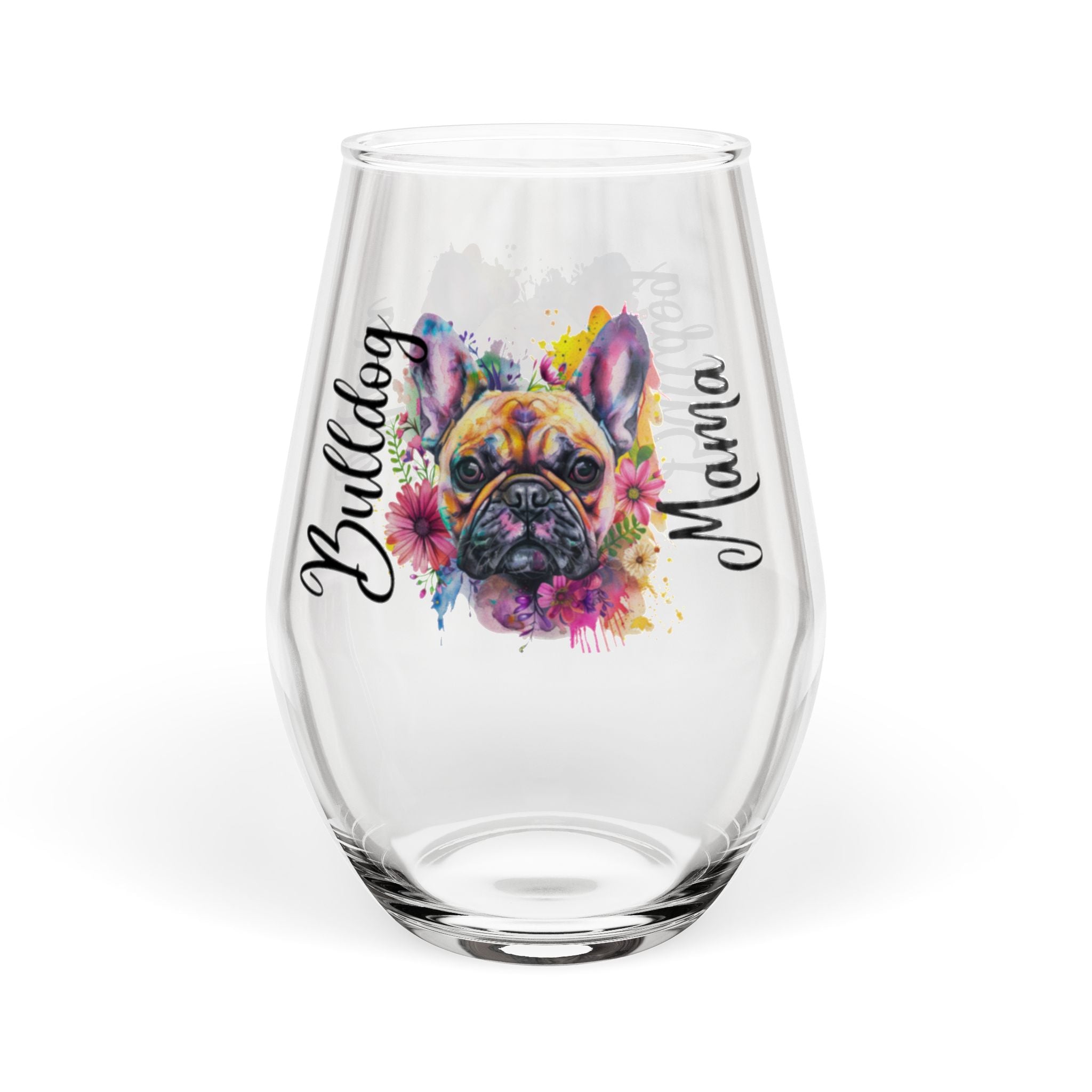 Bulldog Mama Stemless Wine Glass (French2)