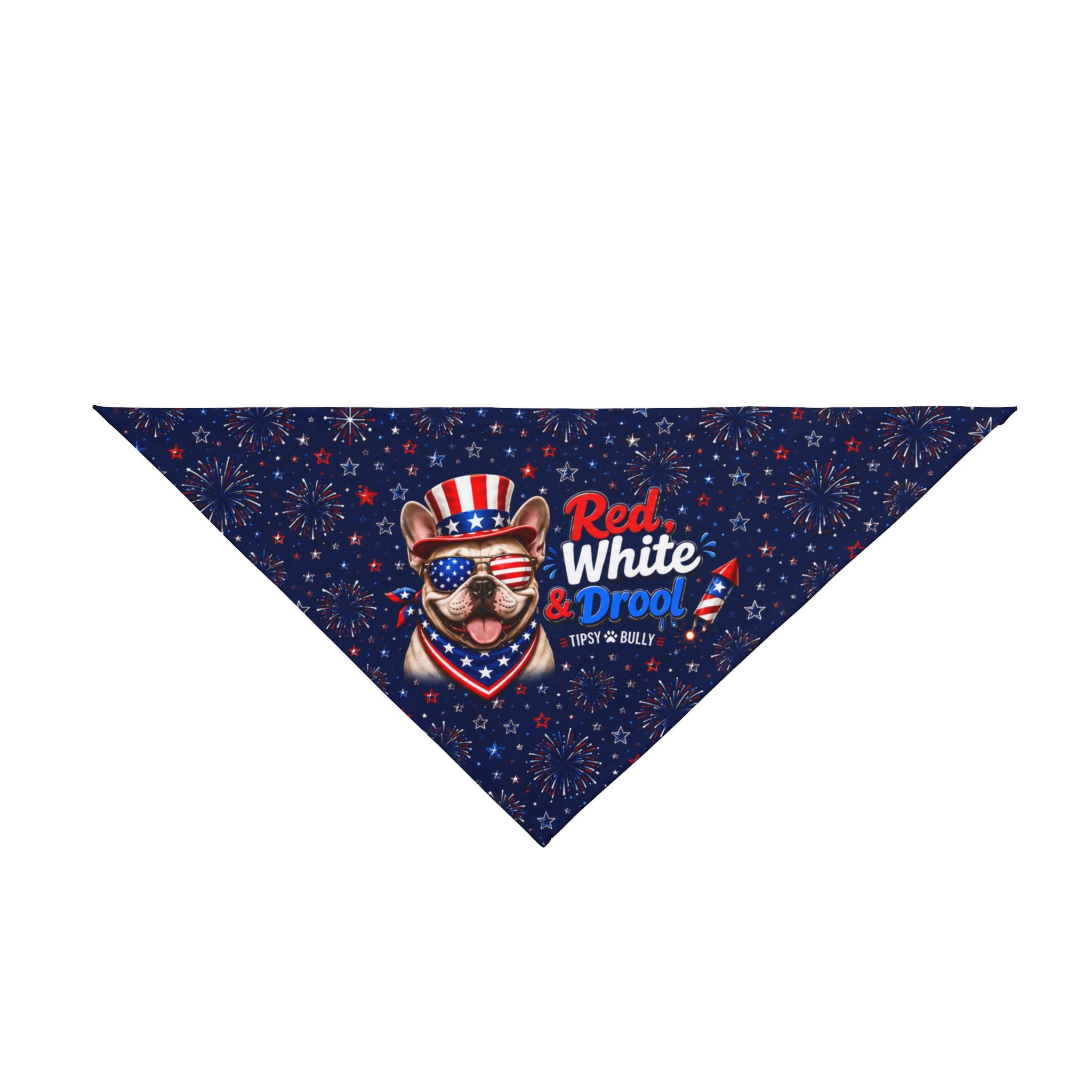 Red, White & Drool 4th of July Dog Bandana (French)