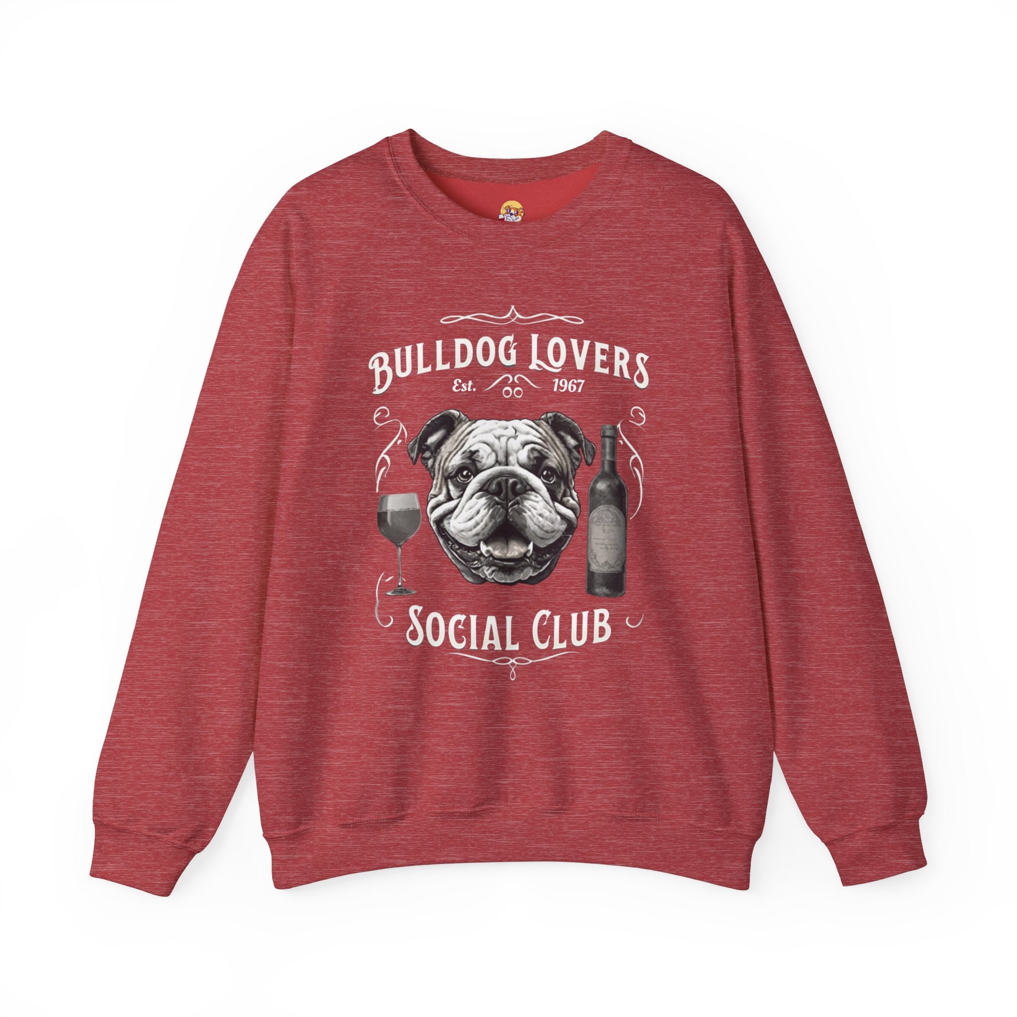 Bulldog Lovers Social Club Unisex Heavy Blend™ Crewneck Sweatshirt (English/Wine)