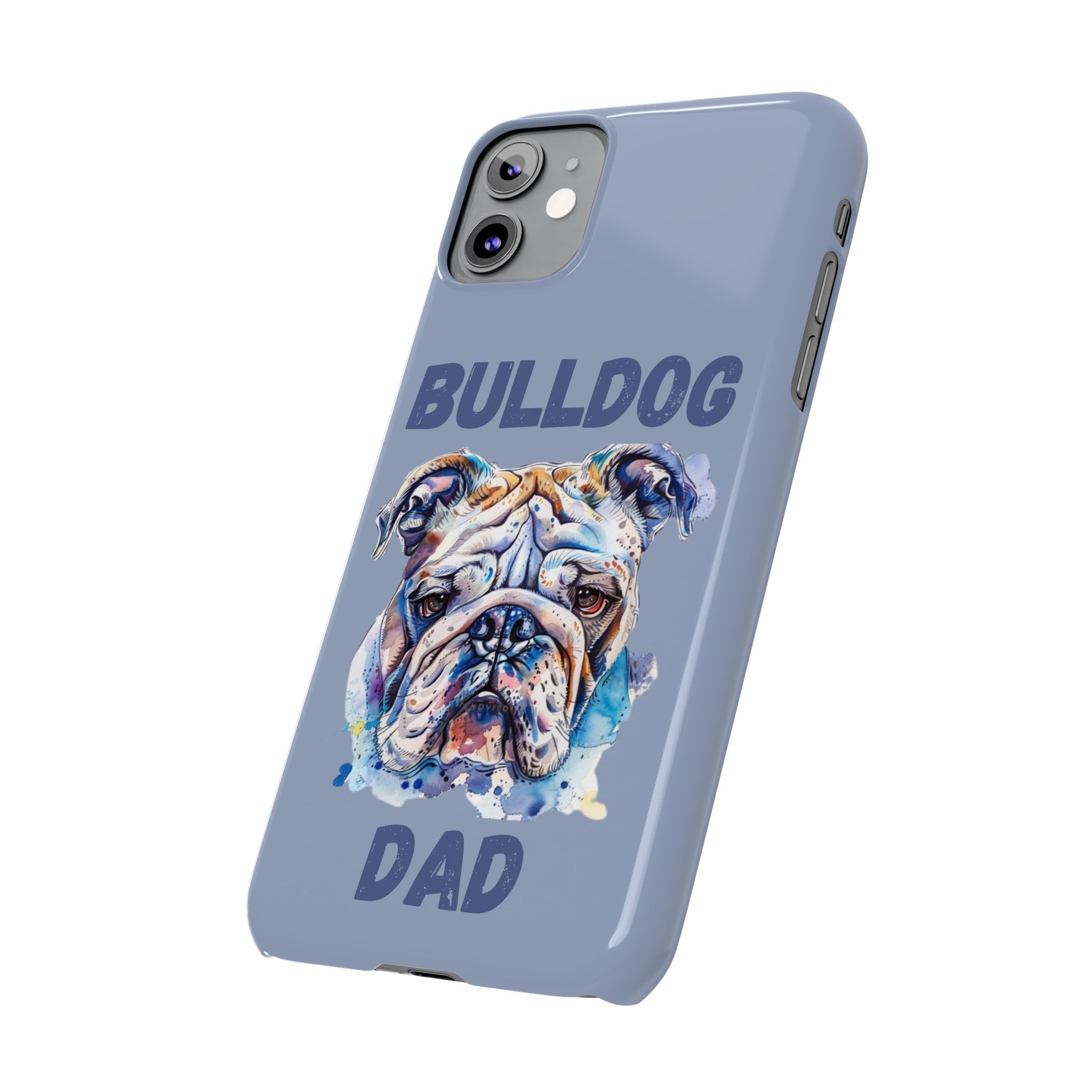 Bulldog Dad iPhone Cases (English/Watercolor)