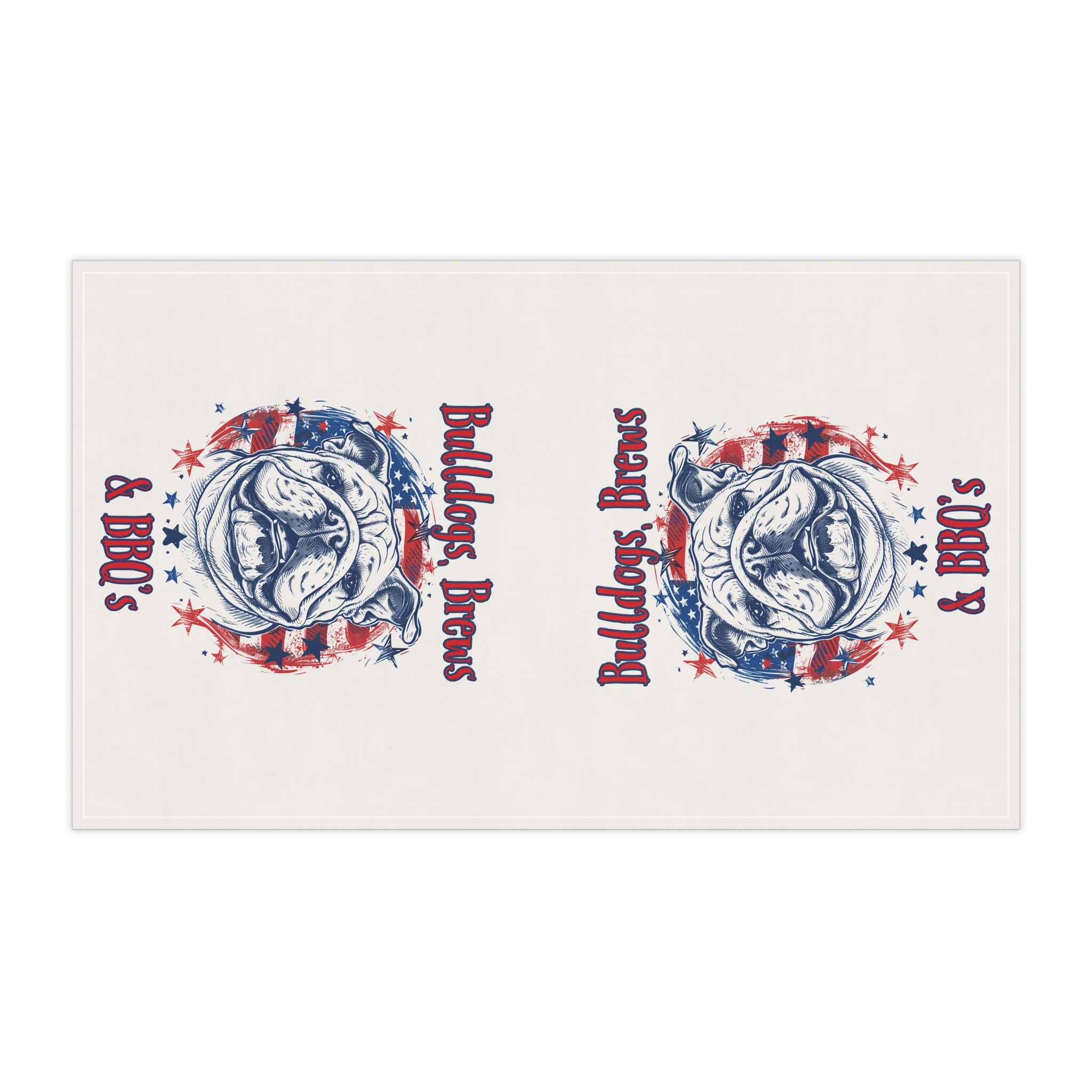 Bulldogs, Brews & BBQs 4th of July Kitchen Towel | Patriotic Bulldog Tea Towel (English)