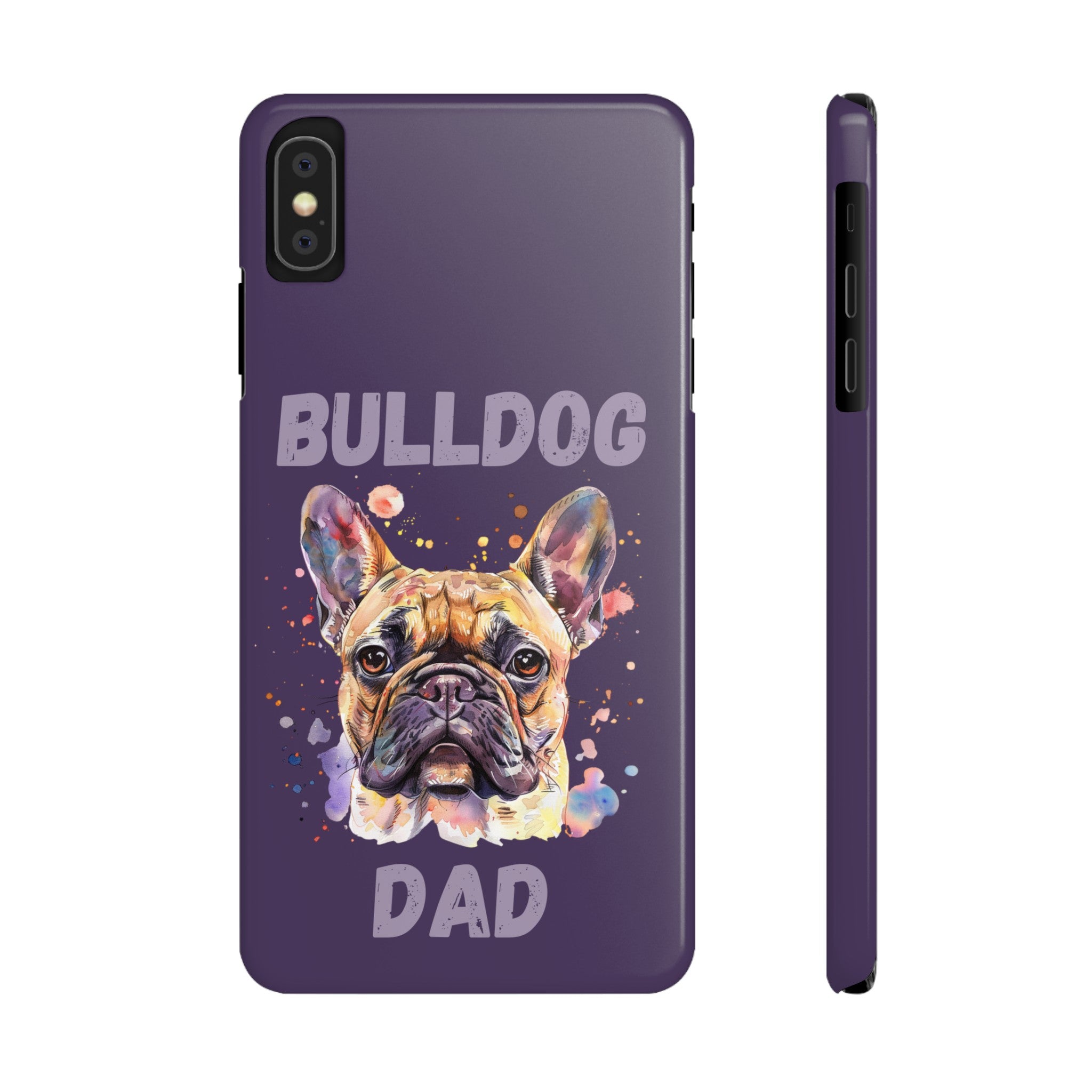 Bulldog Dad iPhone Cases (French/Purple)