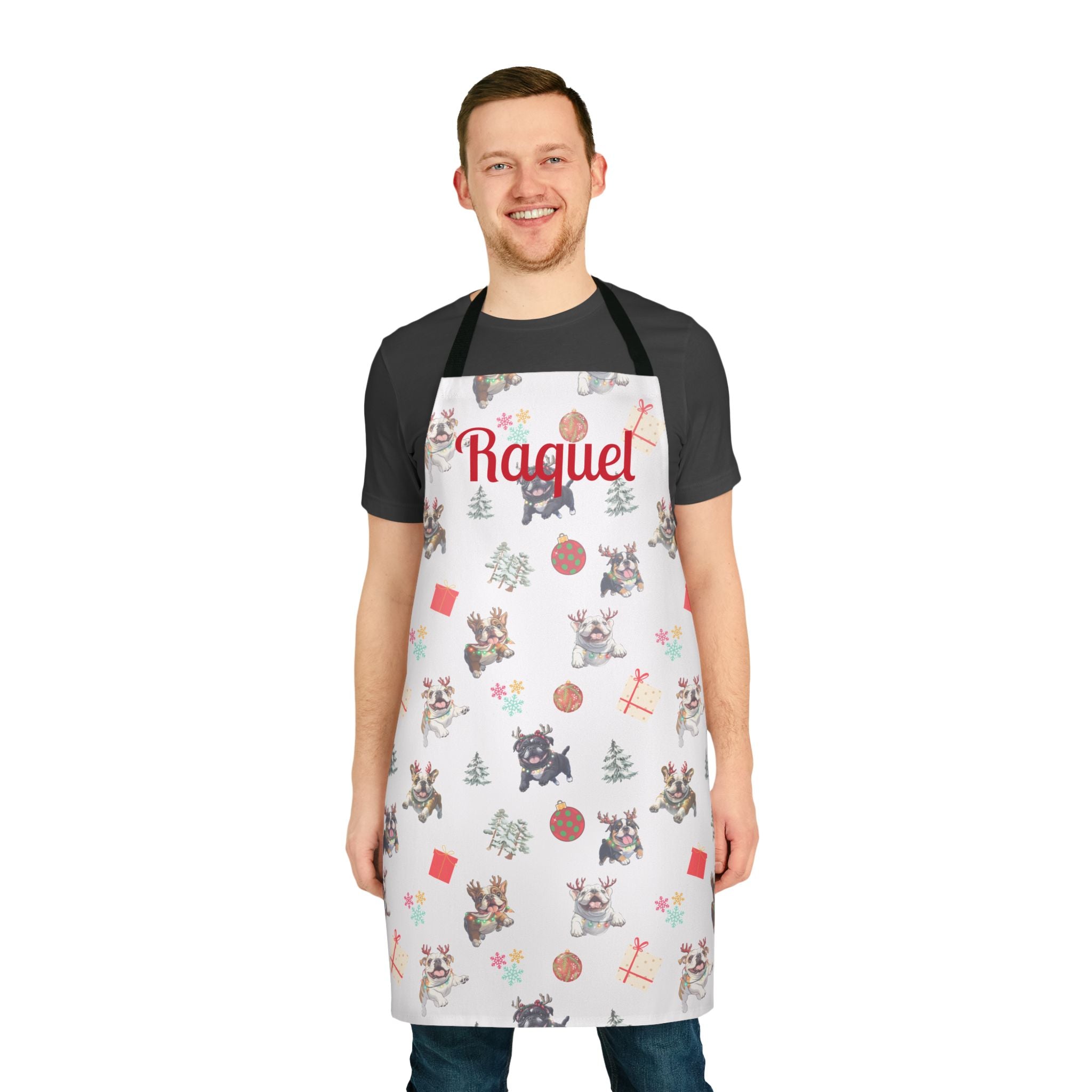 Tipsy Bulldog Personalized Christmas Apron (English)