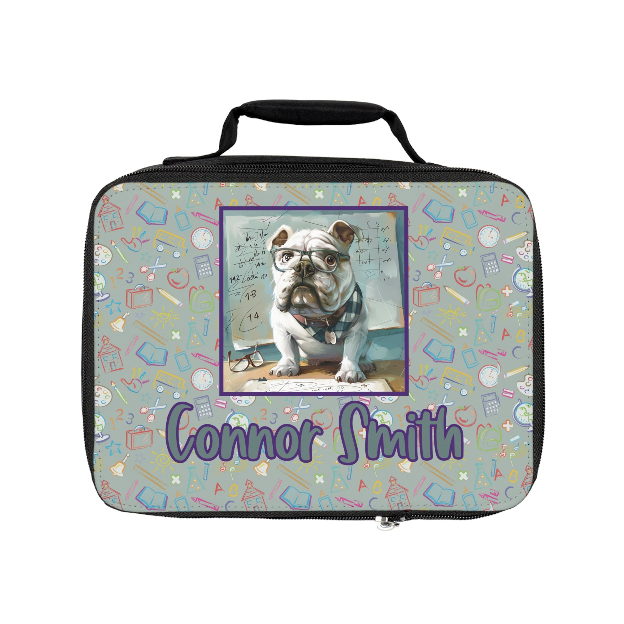 Smarty Paws Back-to-School Bulldog Lunch Bag (White/English)