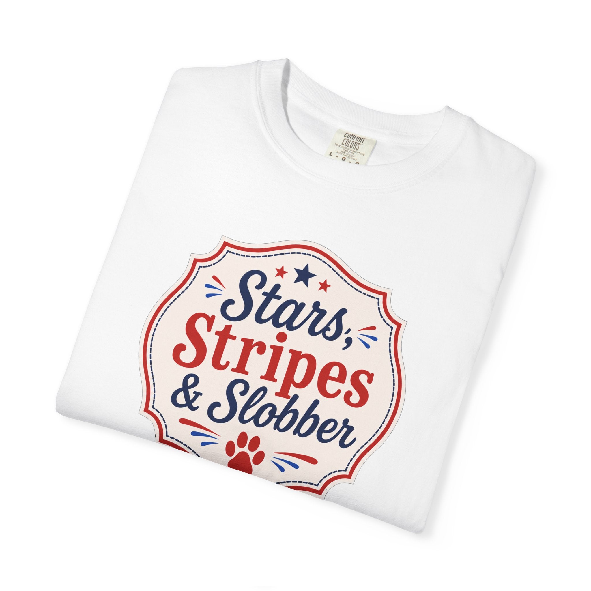 Stars, Stripes & Slobber Bulldog T-Shirt | Patriotic Garment-Dyed Tee (English)