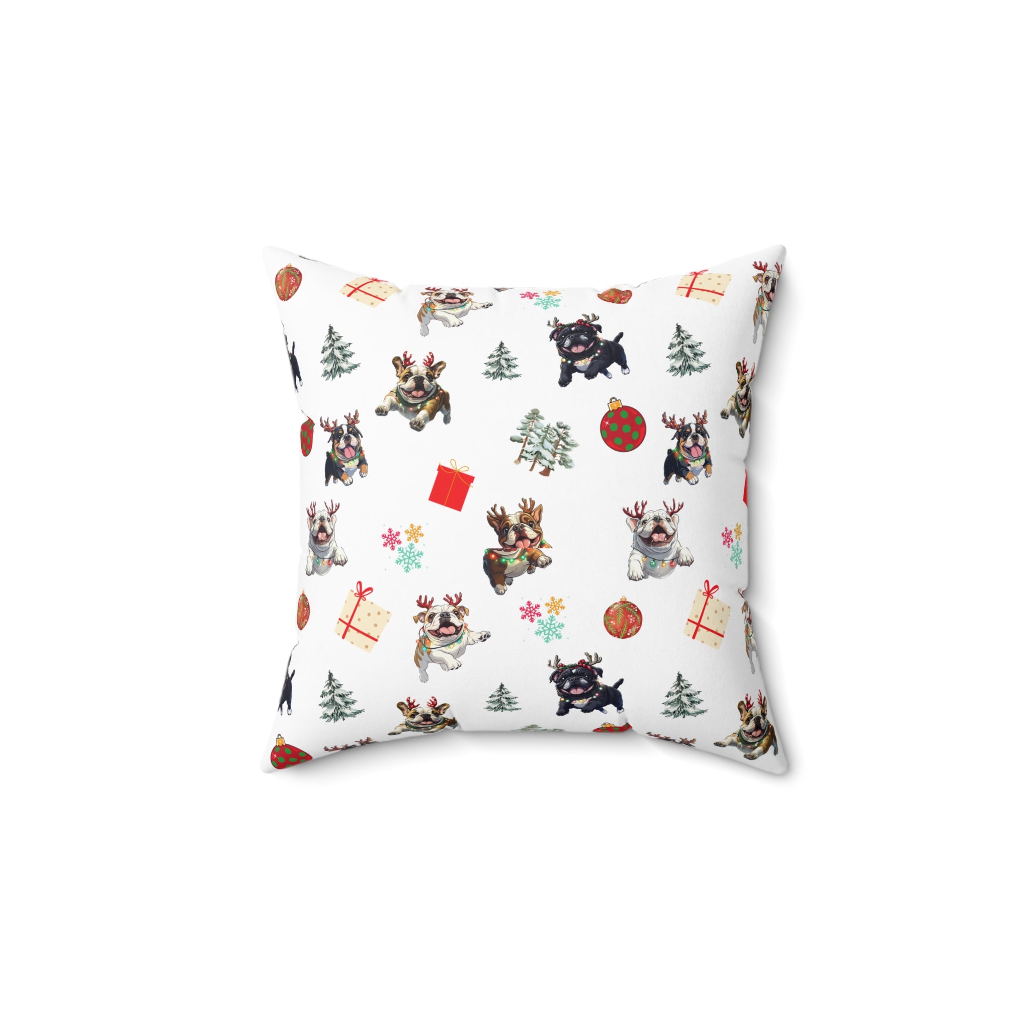 “Tipsy Bulldogs” Christmas pillow (English)