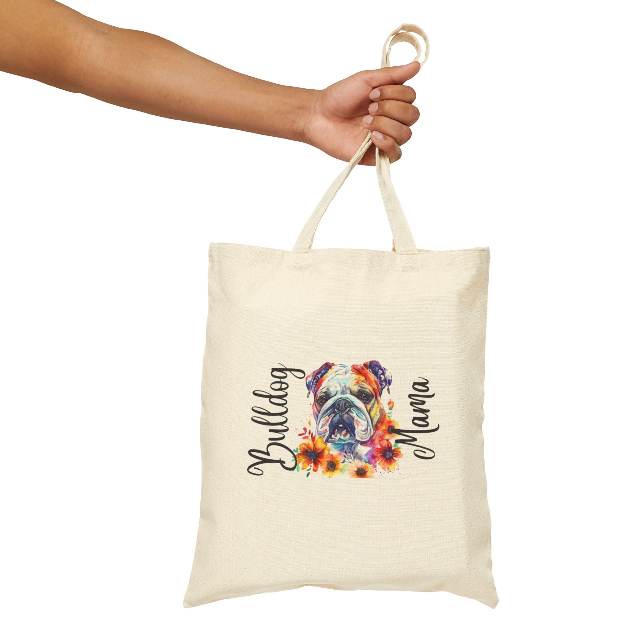 Bulldog Mama Cotton Canvas Tote Bag (English2)