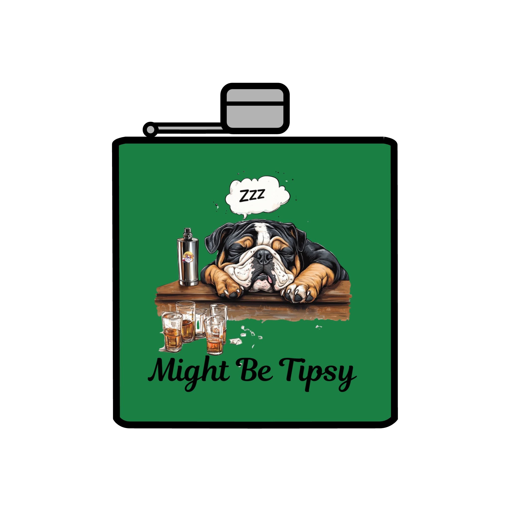 Tipsy Bully Stainless Steel Flask – Bulldog Edition (English/Might Be Tipsy)