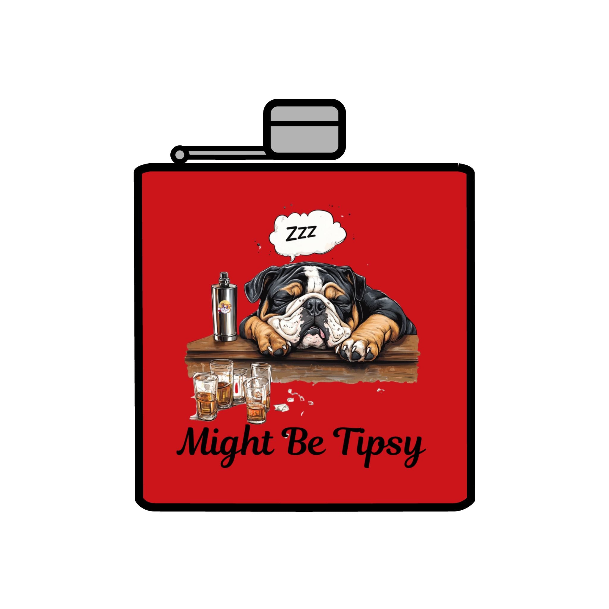 Tipsy Bully Stainless Steel Flask – Bulldog Edition (English/Might Be Tipsy)