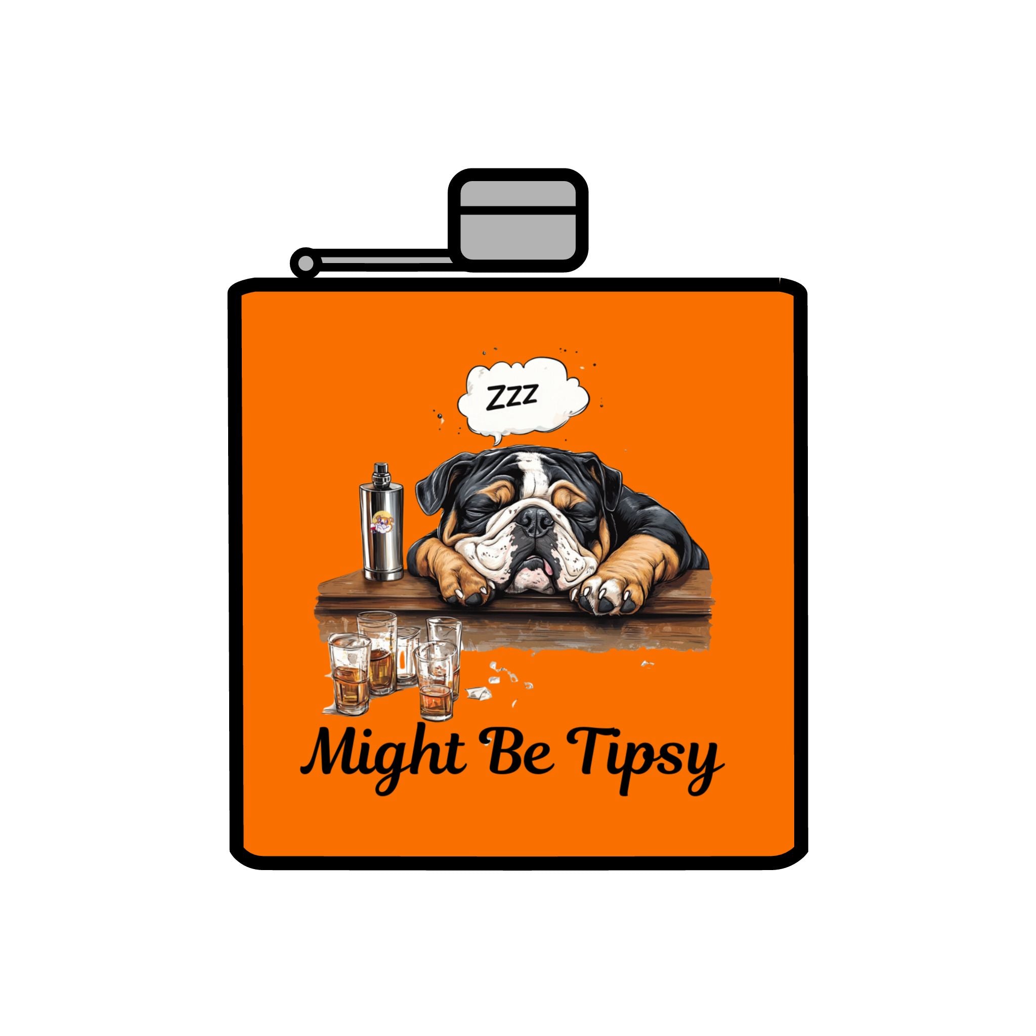 Tipsy Bully Stainless Steel Flask – Bulldog Edition (English/Might Be Tipsy)