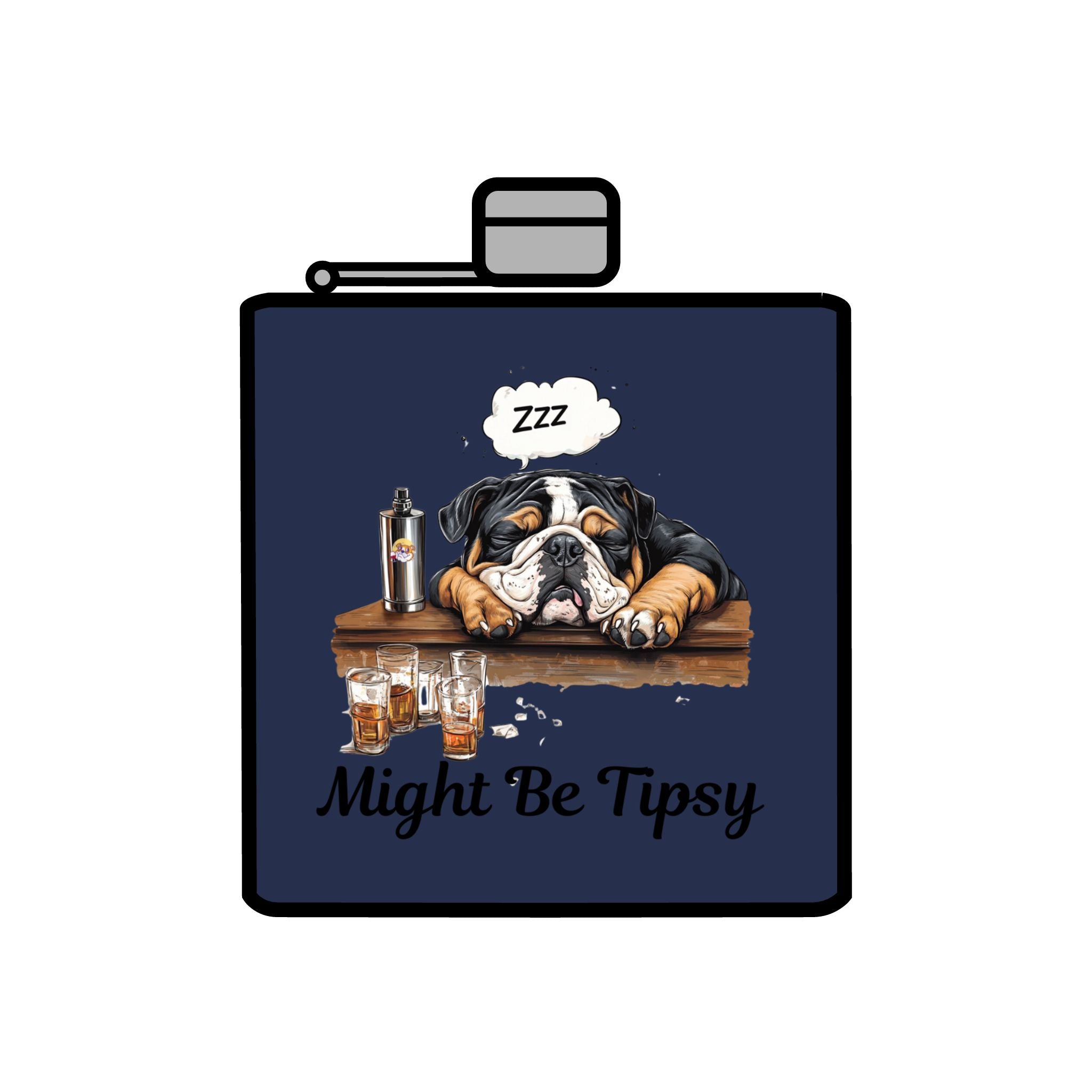 Tipsy Bully Stainless Steel Flask – Bulldog Edition (English/Might Be Tipsy)