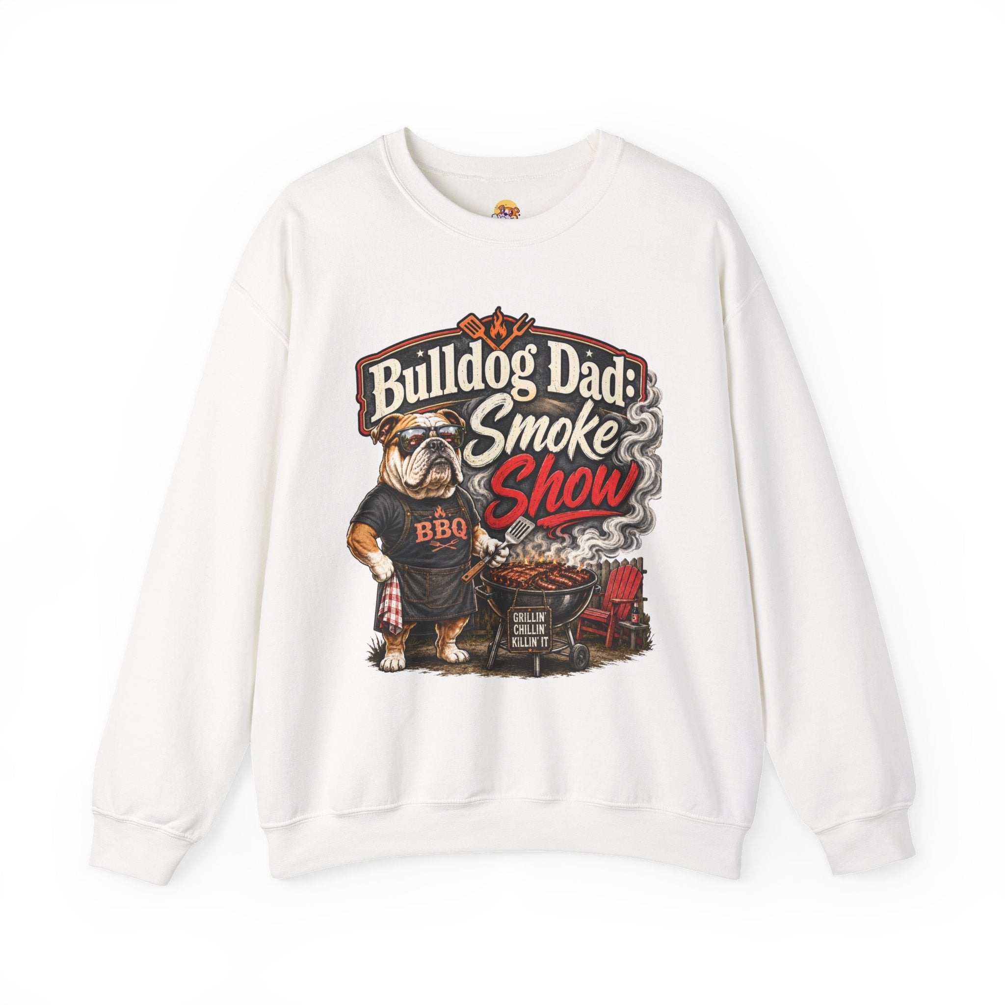Bulldog Dad Sweatshirt - "Bulldog Dad: Smoke Show" Cozy Crewneck (English)