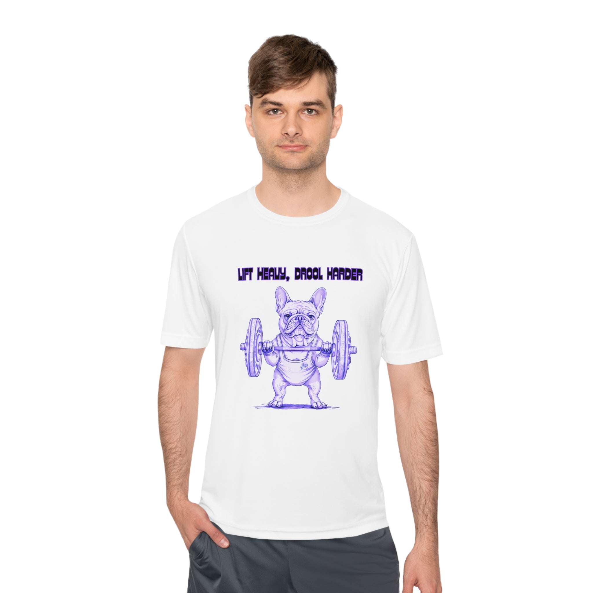 Tipsy Bully Ripped Bulldog  Unisex Moisture Wicking Performance T-Shirt (French/Purple )