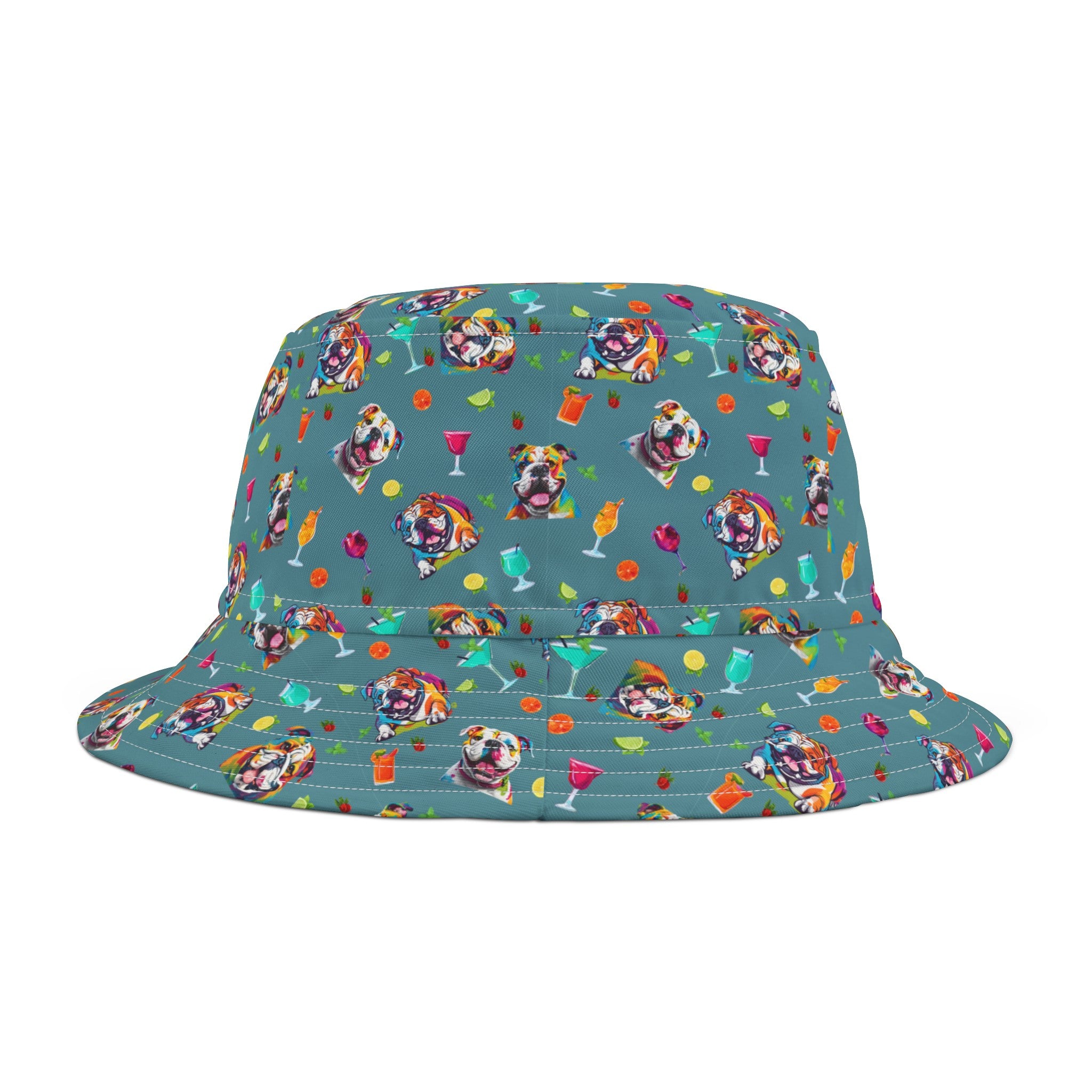 Tipsy Bully Unisex Summer Cocktail Bucket Hat (English/Turq)