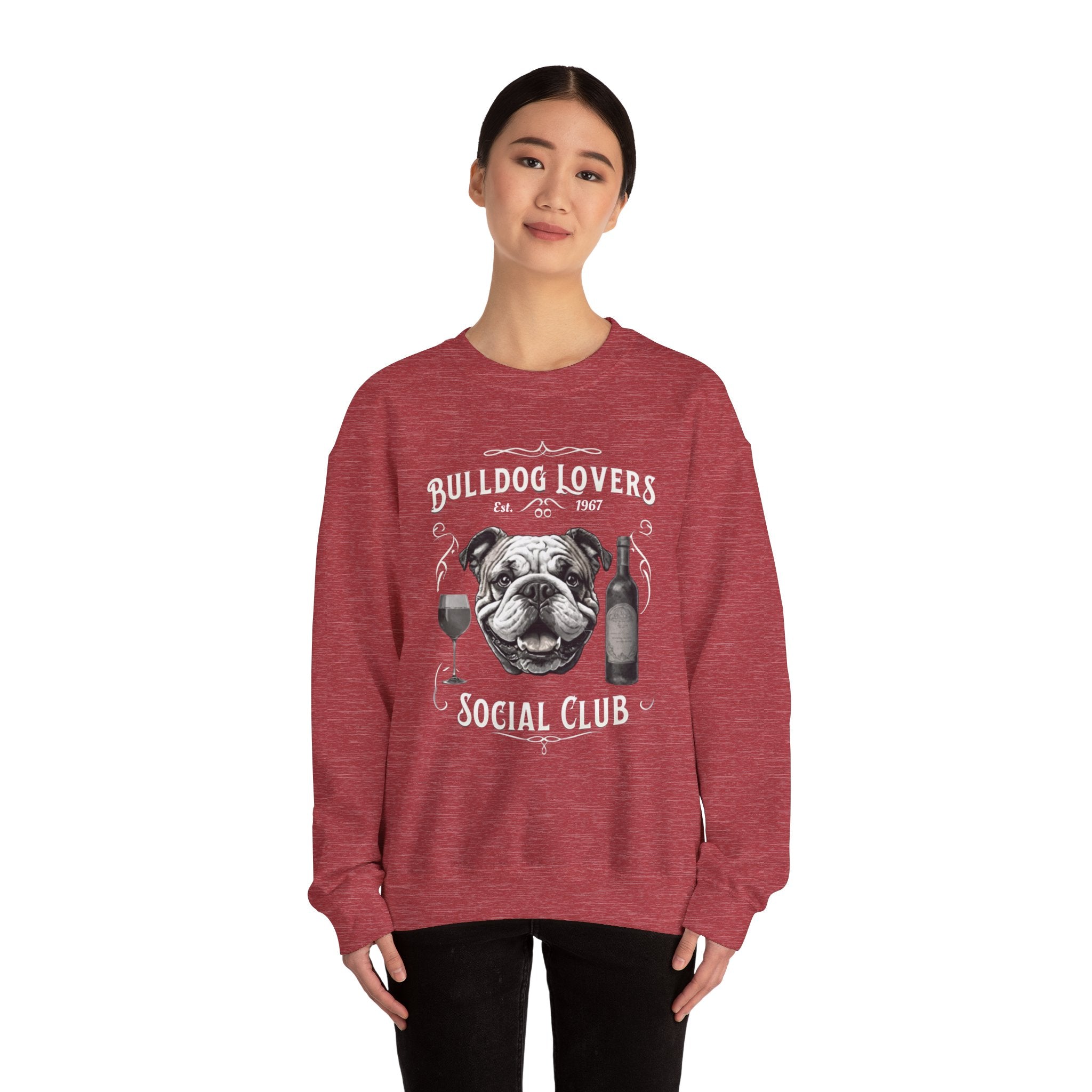 Bulldog Lovers Social Club Unisex Heavy Blend™ Crewneck Sweatshirt (English/Wine)