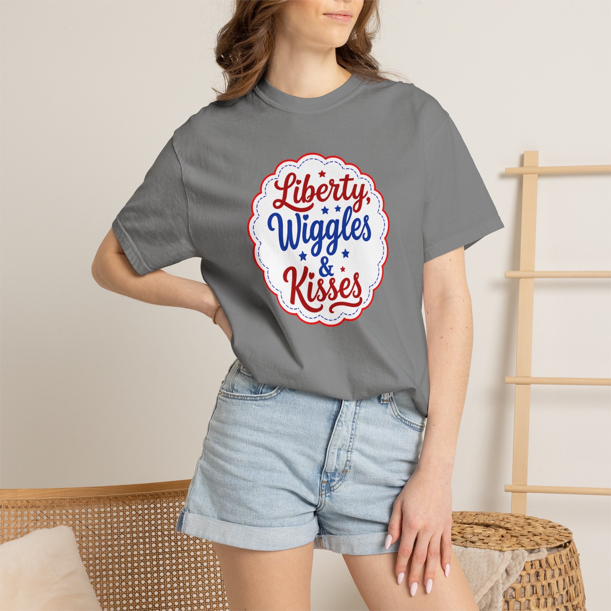 Stars, Stripes &  Slobber  Bulldog T-Shirt | Patriotic Garment-Dyed Tee (French)