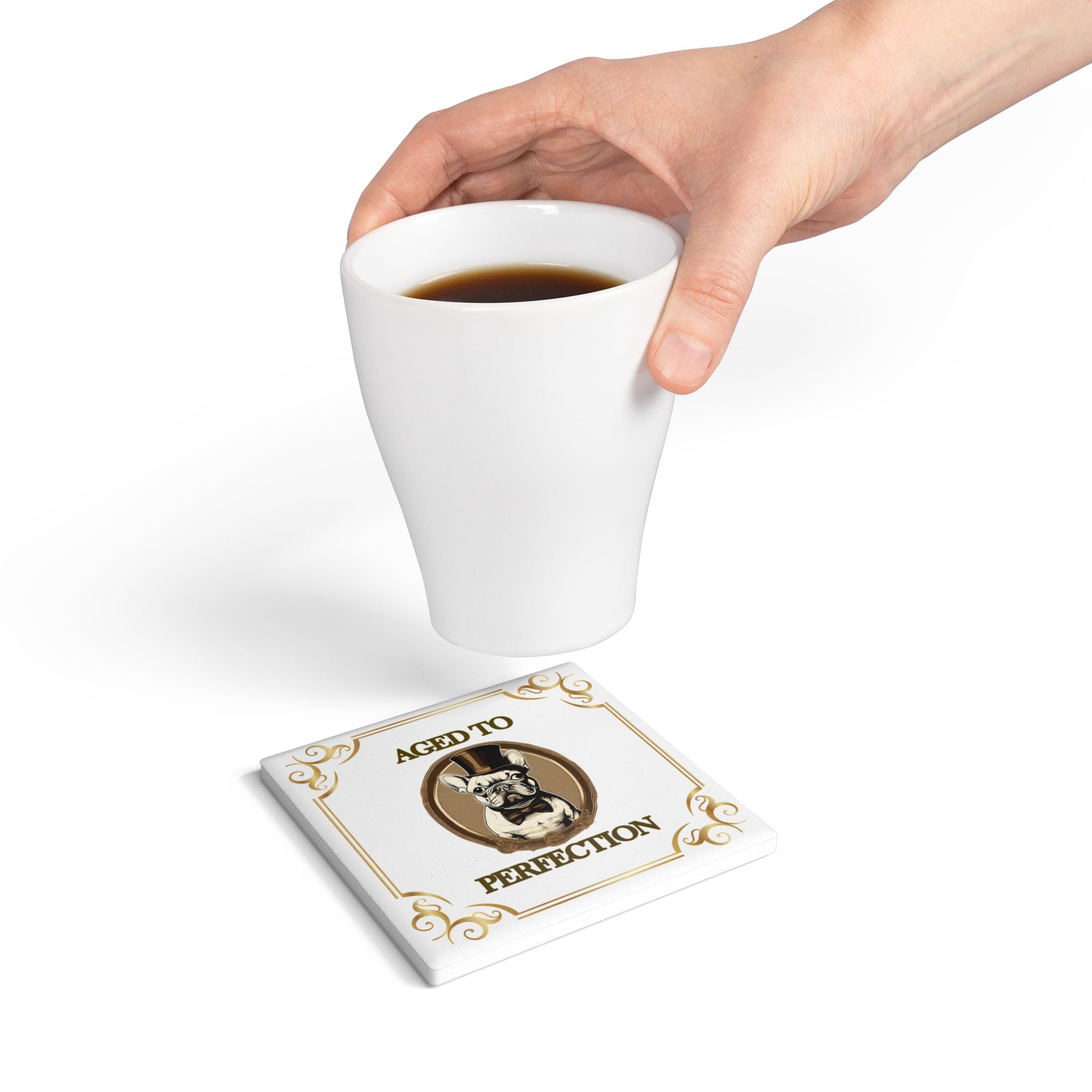 Aged to Perfection Ceramic Coaster (French)