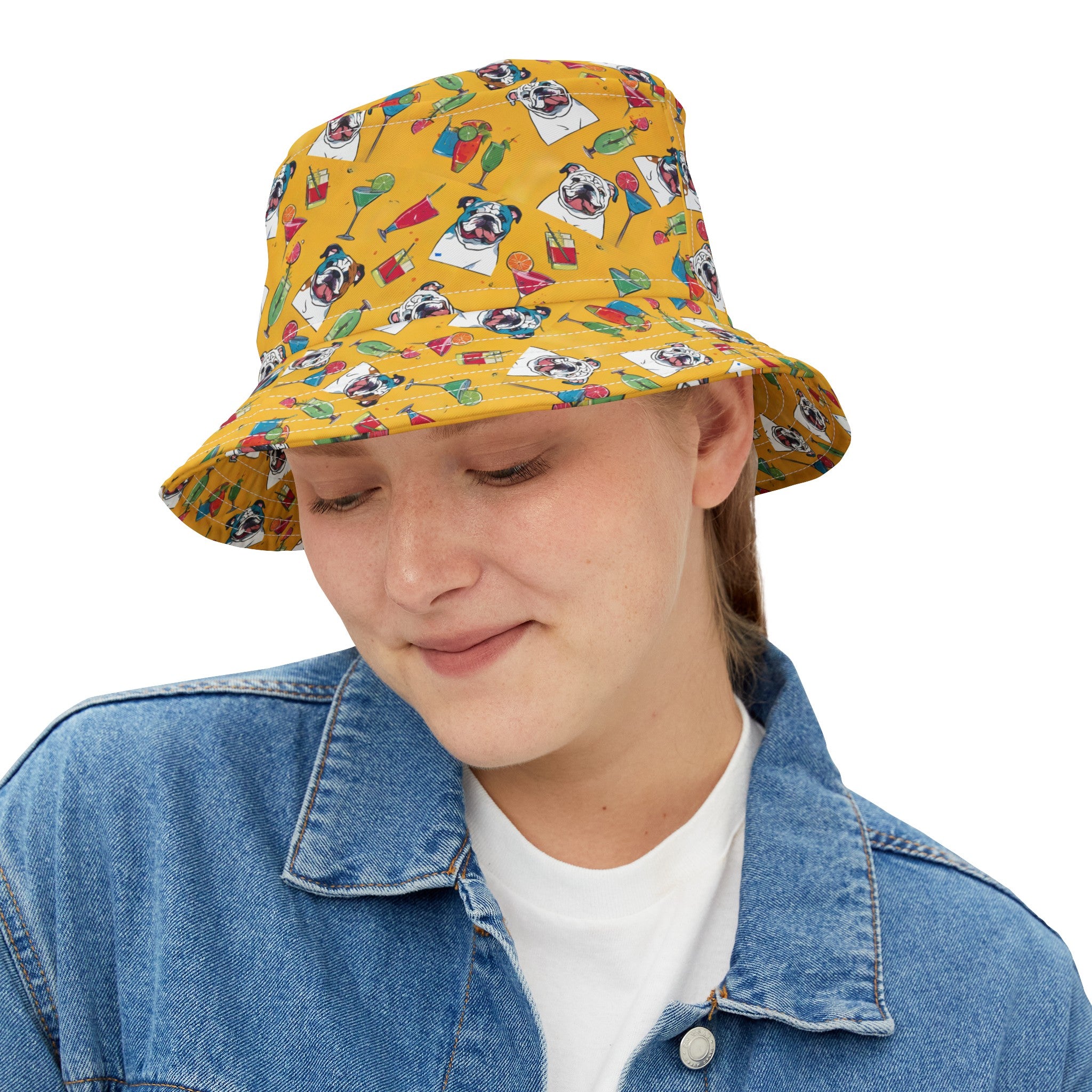 Tipsy Bully Unisex All-Over-Print Bucket Hat (English/Yellow)