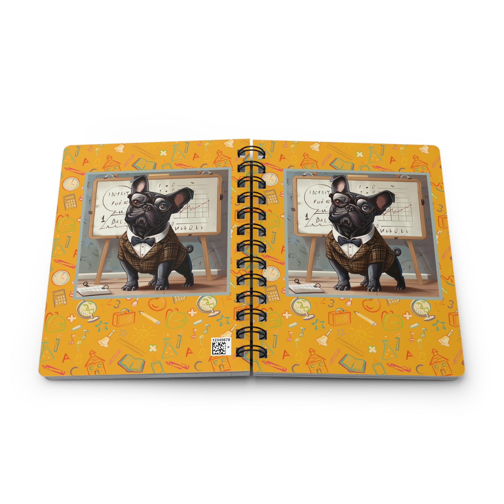 Smarty Paws Back-to-School Bulldog Spiral Notebook (Black/French)