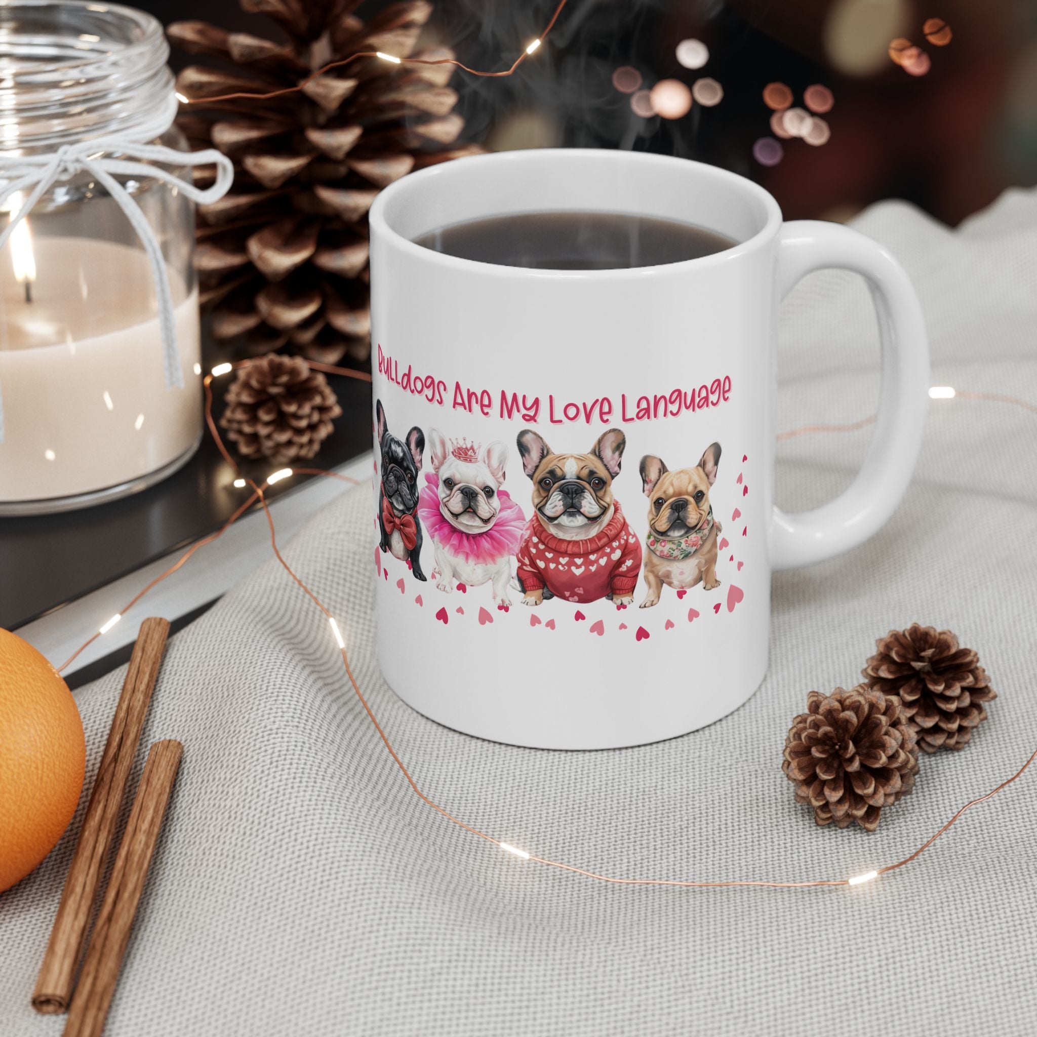 Bulldog Valentine’s Day Coffee Mug (11oz, 15oz / French)