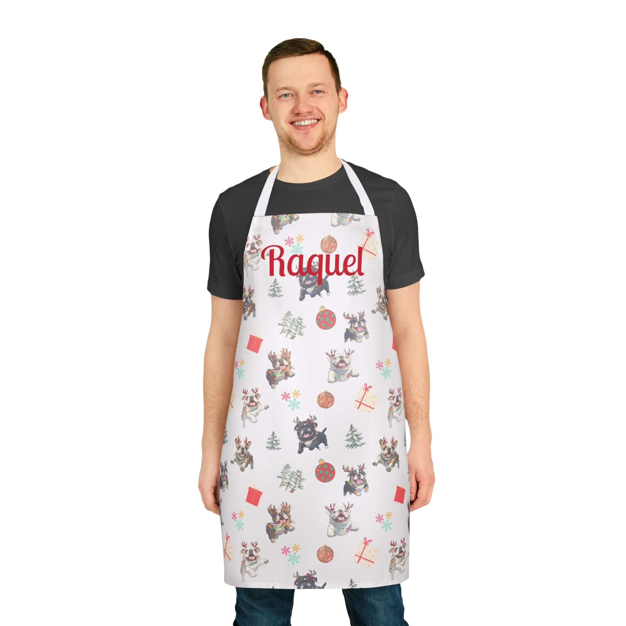 Tipsy Bulldog Personalized Christmas Apron (English)