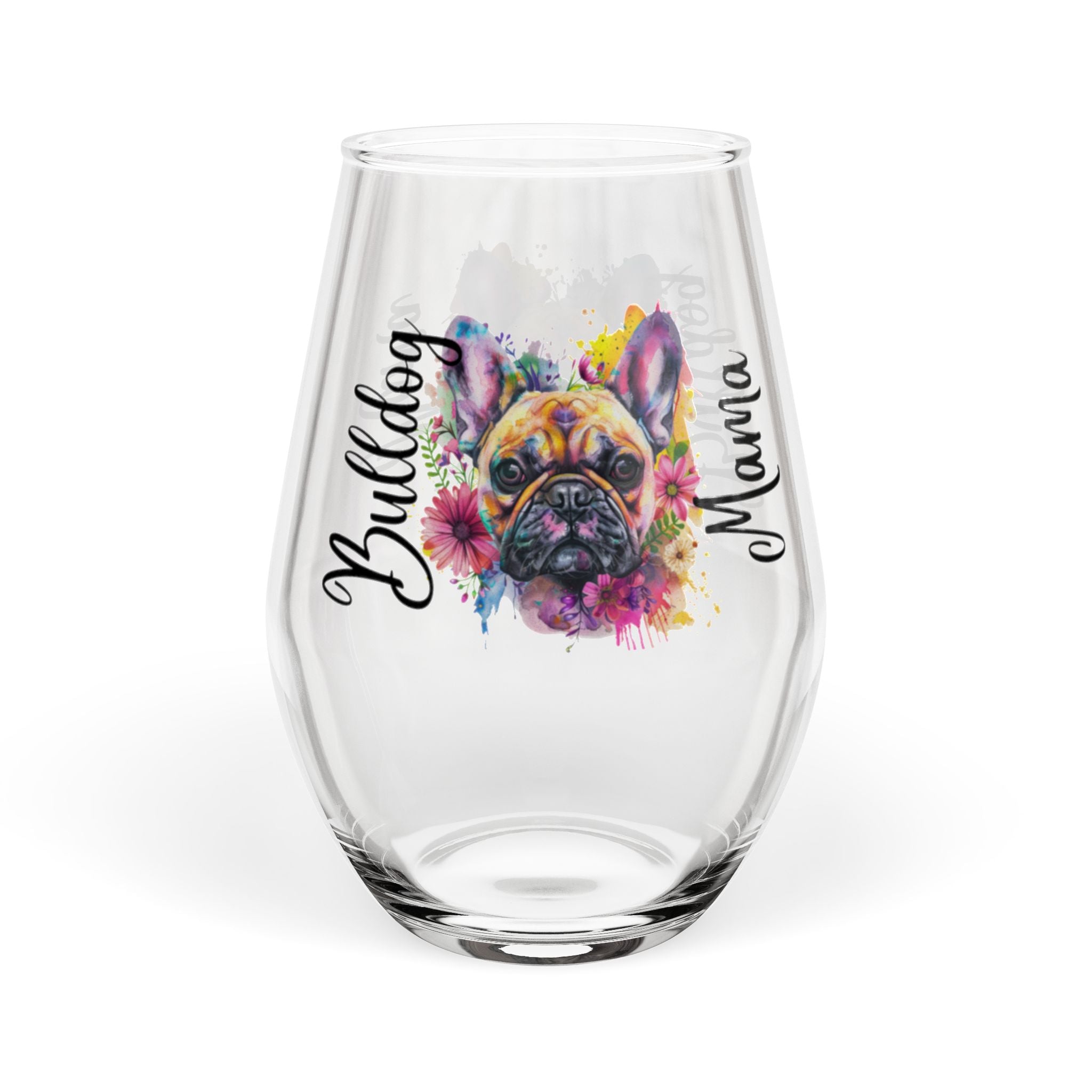 Bulldog Mama Stemless Wine Glass (French2)