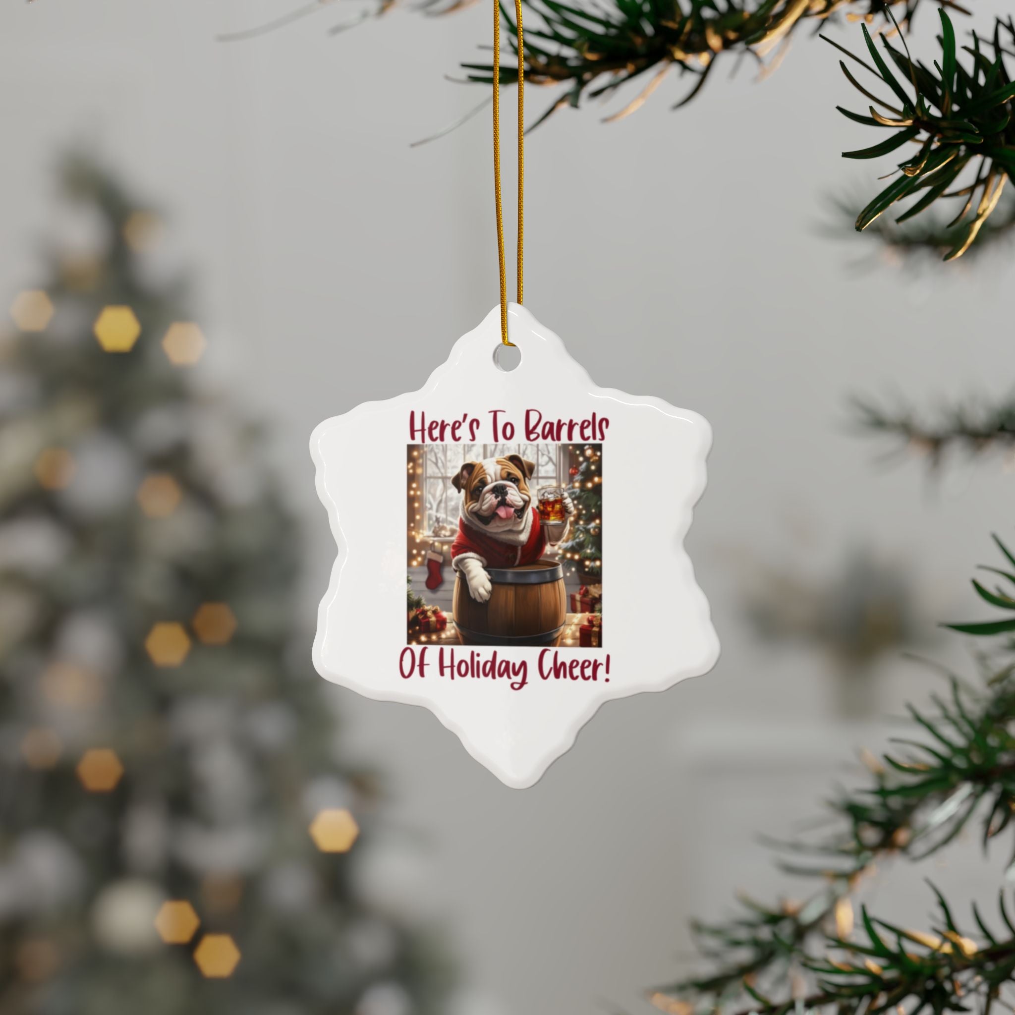 Here's to Barrels of Holiday Cheer Xmas Ornament (1pc, 3pcs, 5pcs, 10pcs/English)