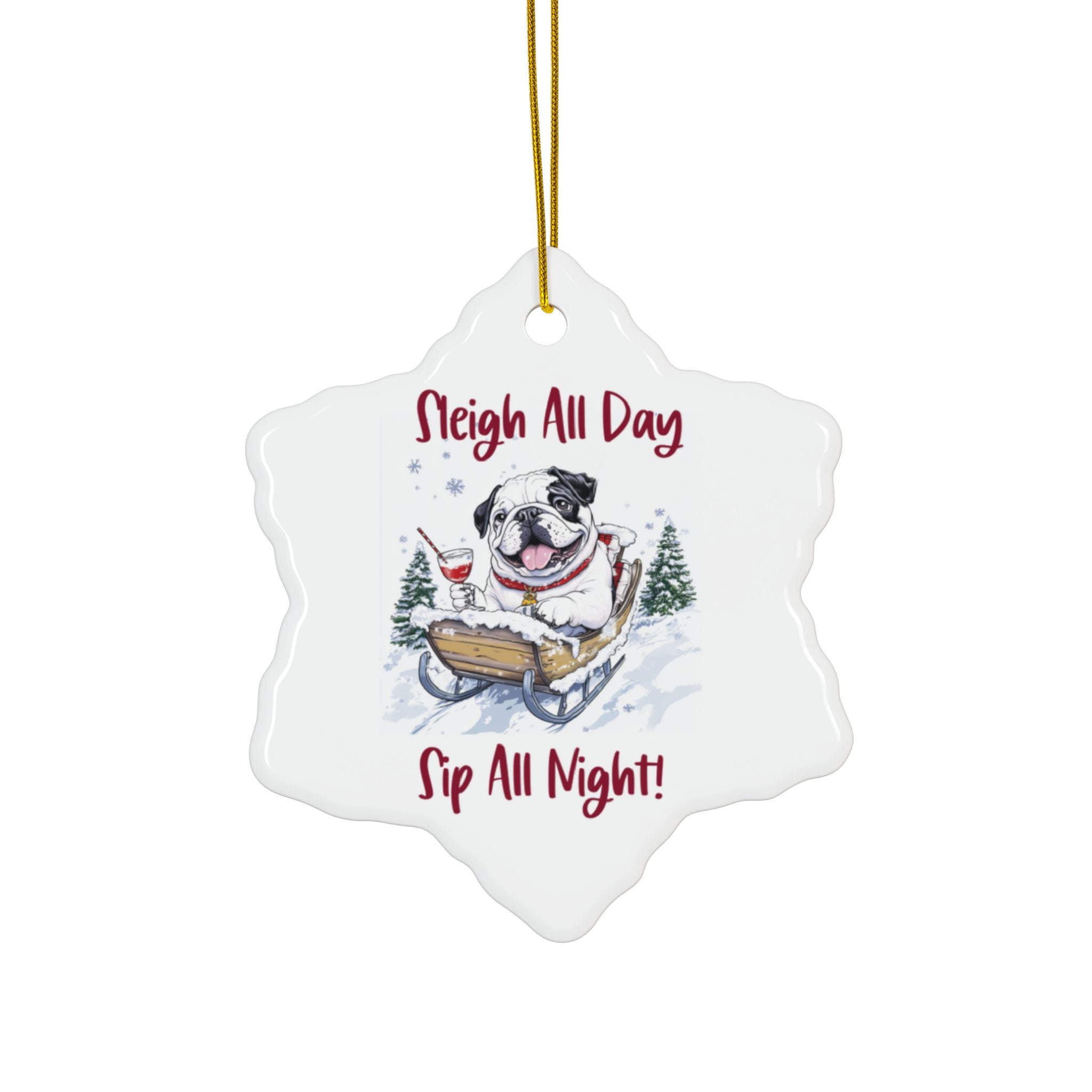 Sleigh All Day, Sip All Night Xmas Ornament (1pc, 3pcs, 5pcs, 10pcs/English)