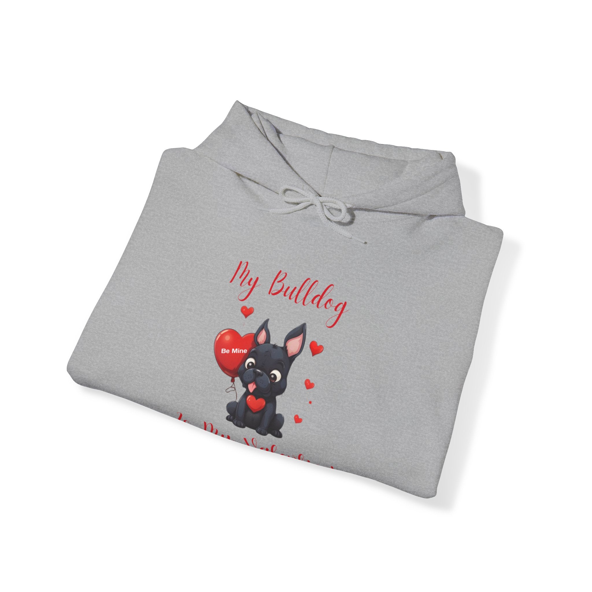 My Bulldog Is My Valentine" - Customizable Bulldog Valentine's Day Hoodie from Tipsy Bully (French/Black)