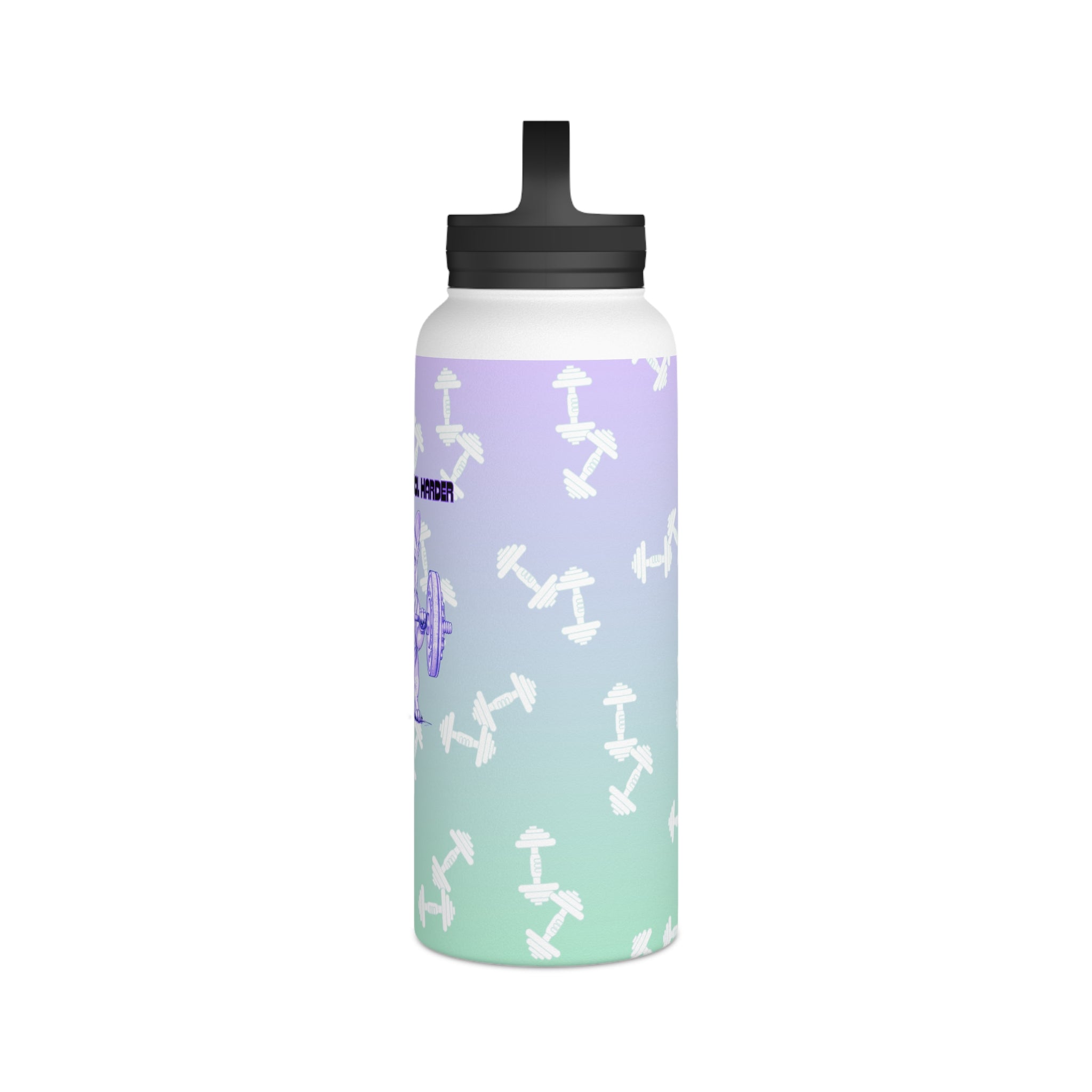 Tipsy Bully Ripped Bulldog Stainless Steel Water Bottle, Handle Lid (French/Purple)