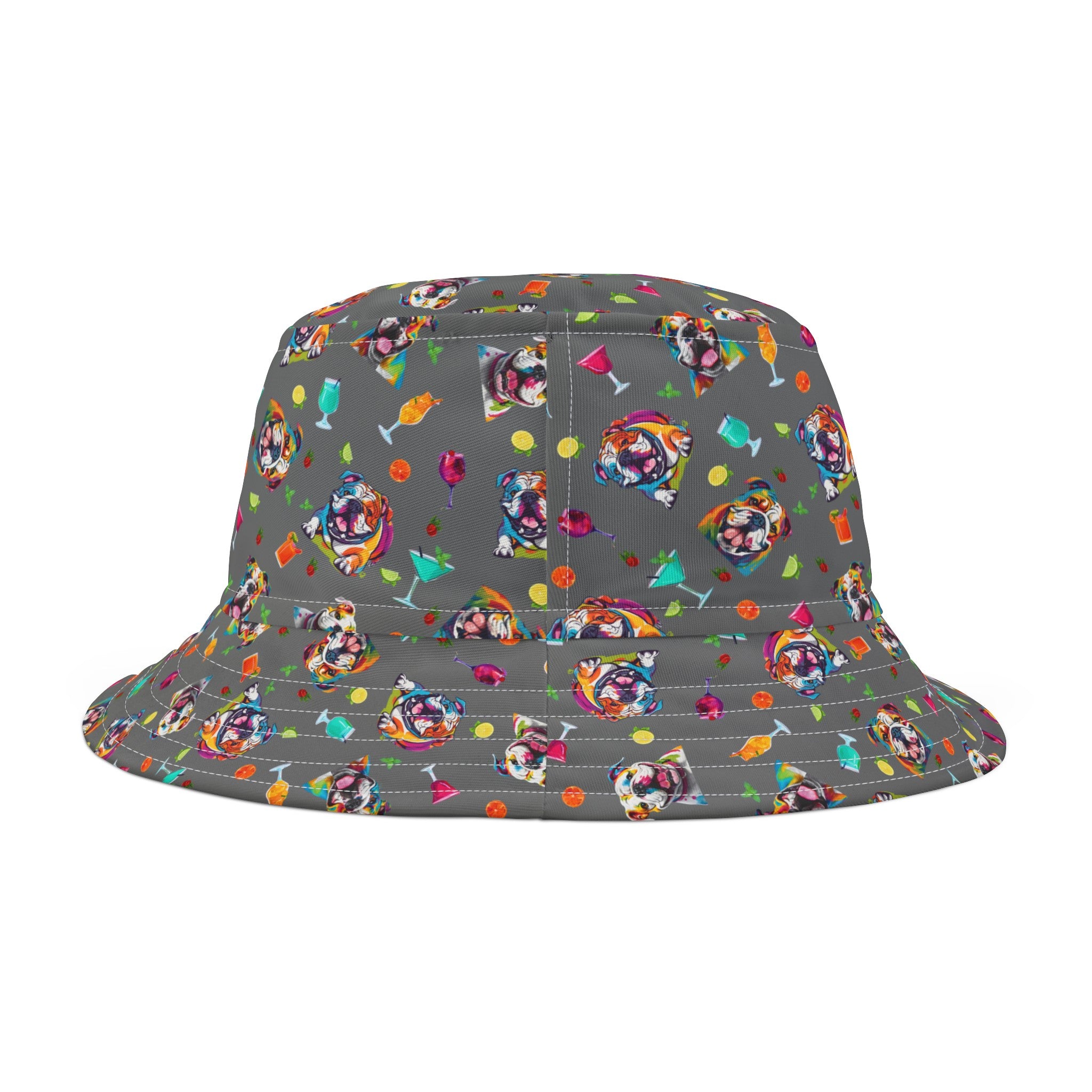 Tipsy Bully Unisex Summer Cocktail Bucket Hat (English/Grey)