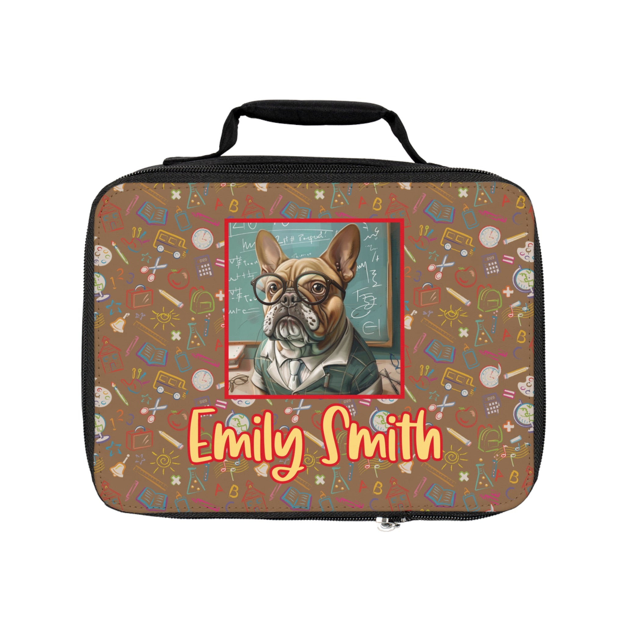 Smarty Paws Back-to-School Bulldog Lunch Bag (Tan/French)