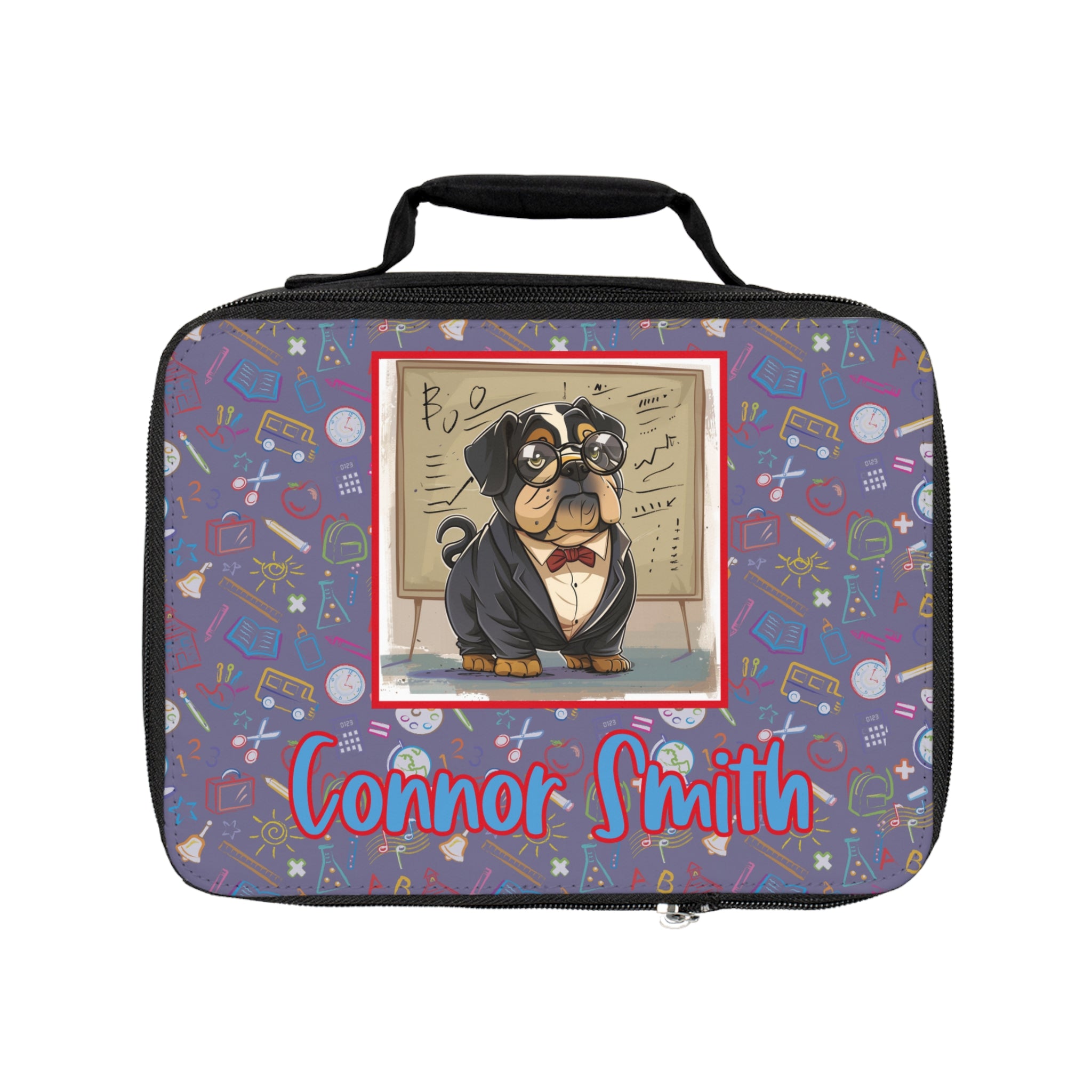 Smarty Paws Back-to-School Bulldog Lunch Bag (Black/English)