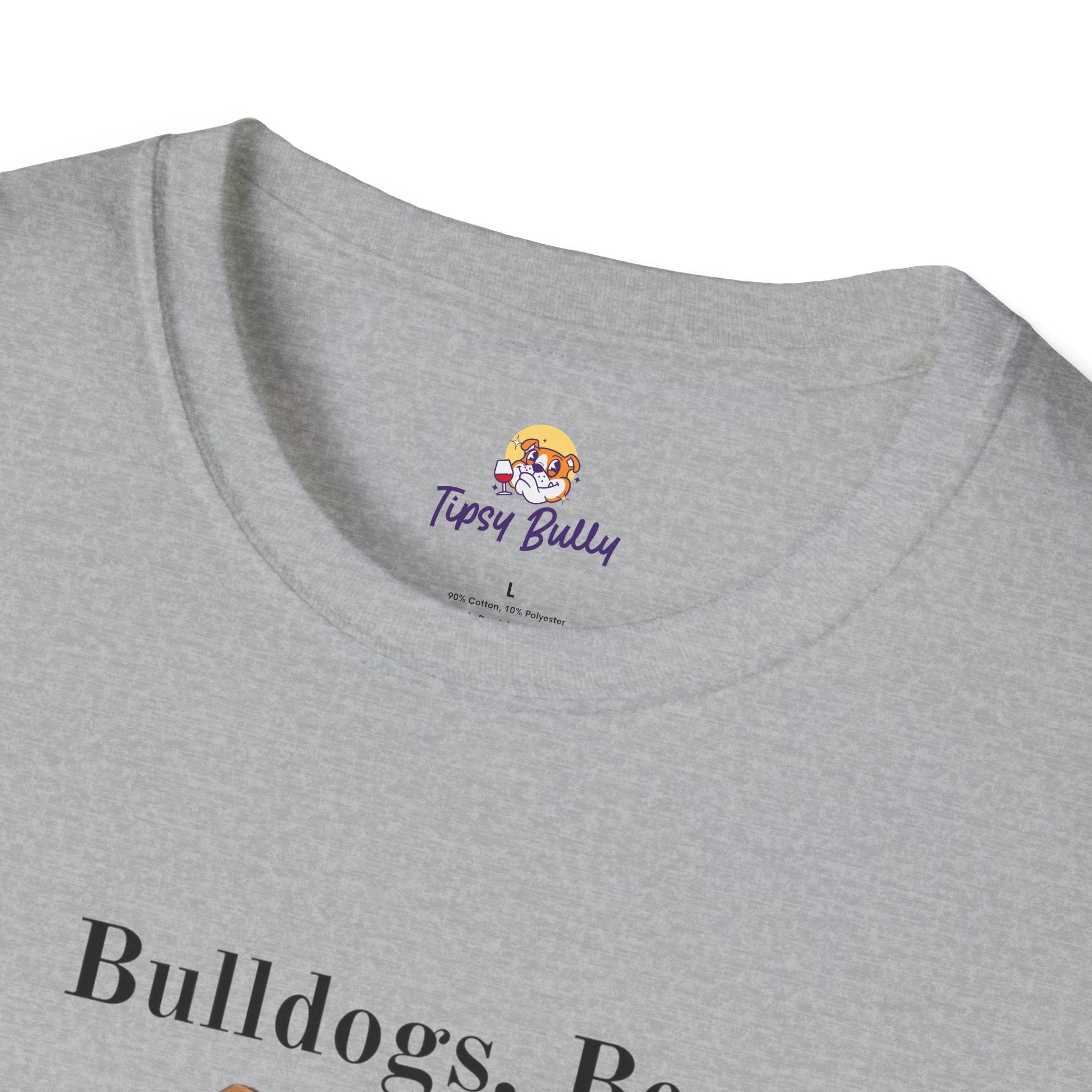 Bulldogs, Beer, and Bad Decisions" Unisex T-Shirt by Tipsy Bully (American/White)