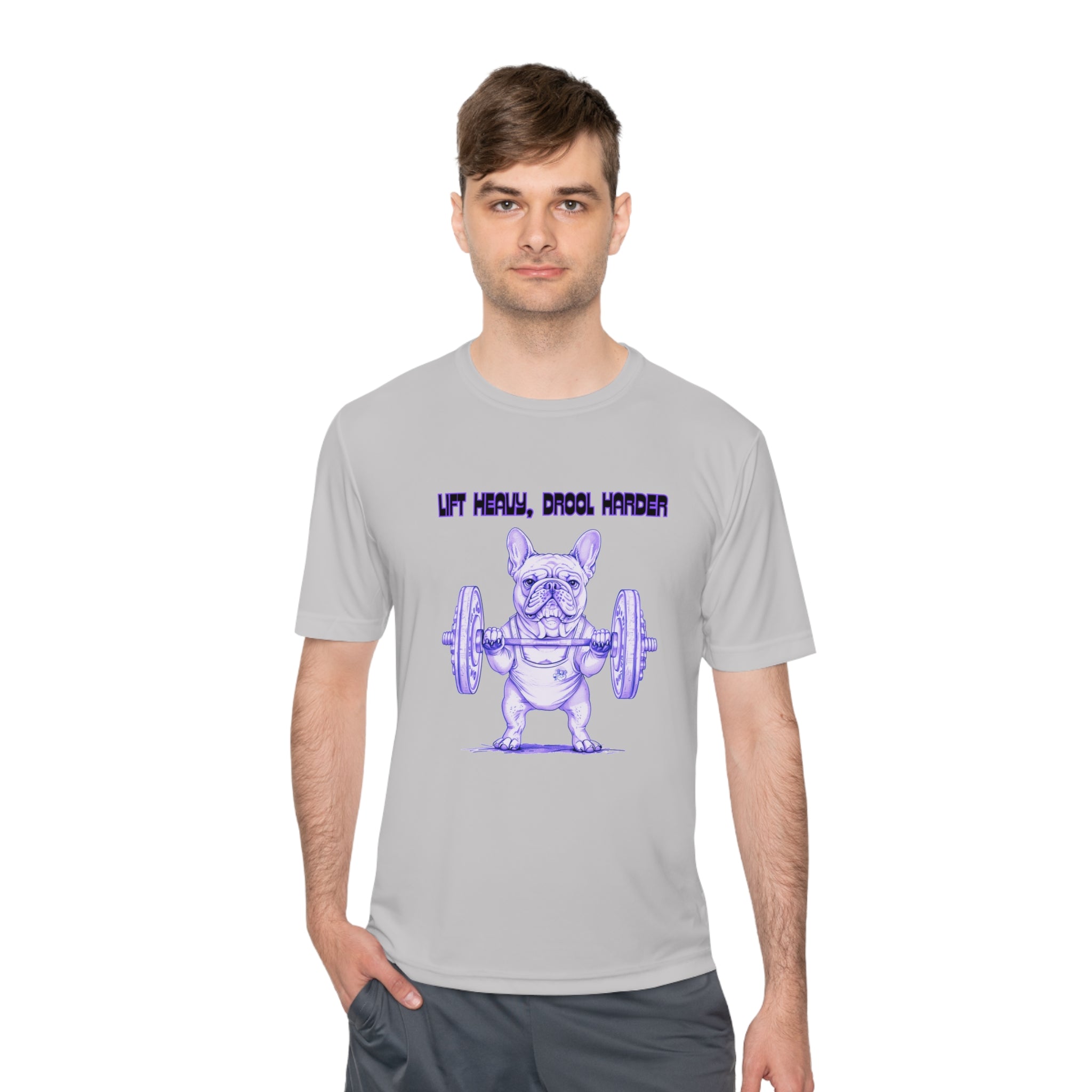 Tipsy Bully Ripped Bulldog  Unisex Moisture Wicking Performance T-Shirt (French/Purple )