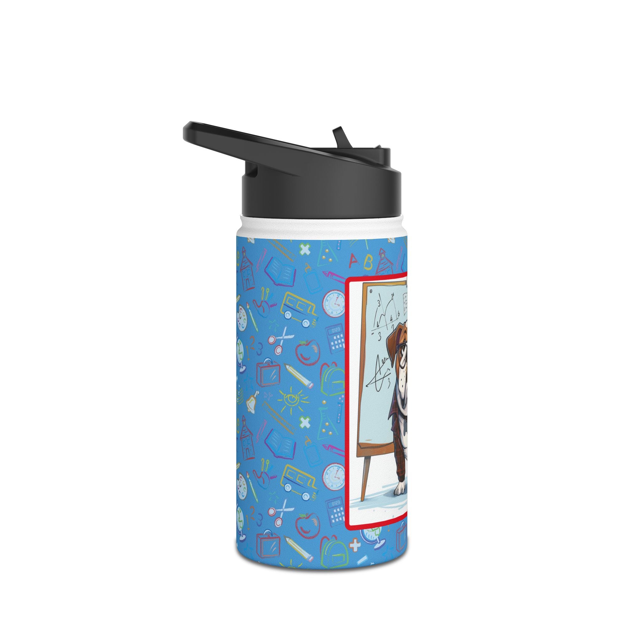 Smarty Paws Back-to-School Bulldog Water Bottle (Tan/English)