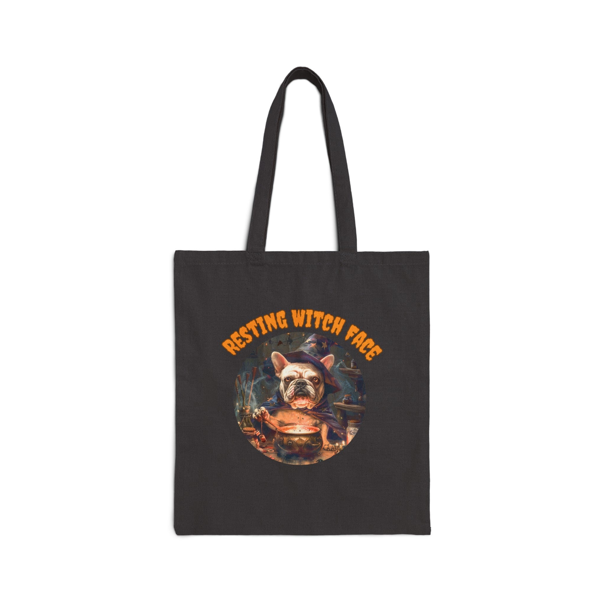 "Resting Witch Face" Trick or Treat Canvas Tote Bag (White/French)