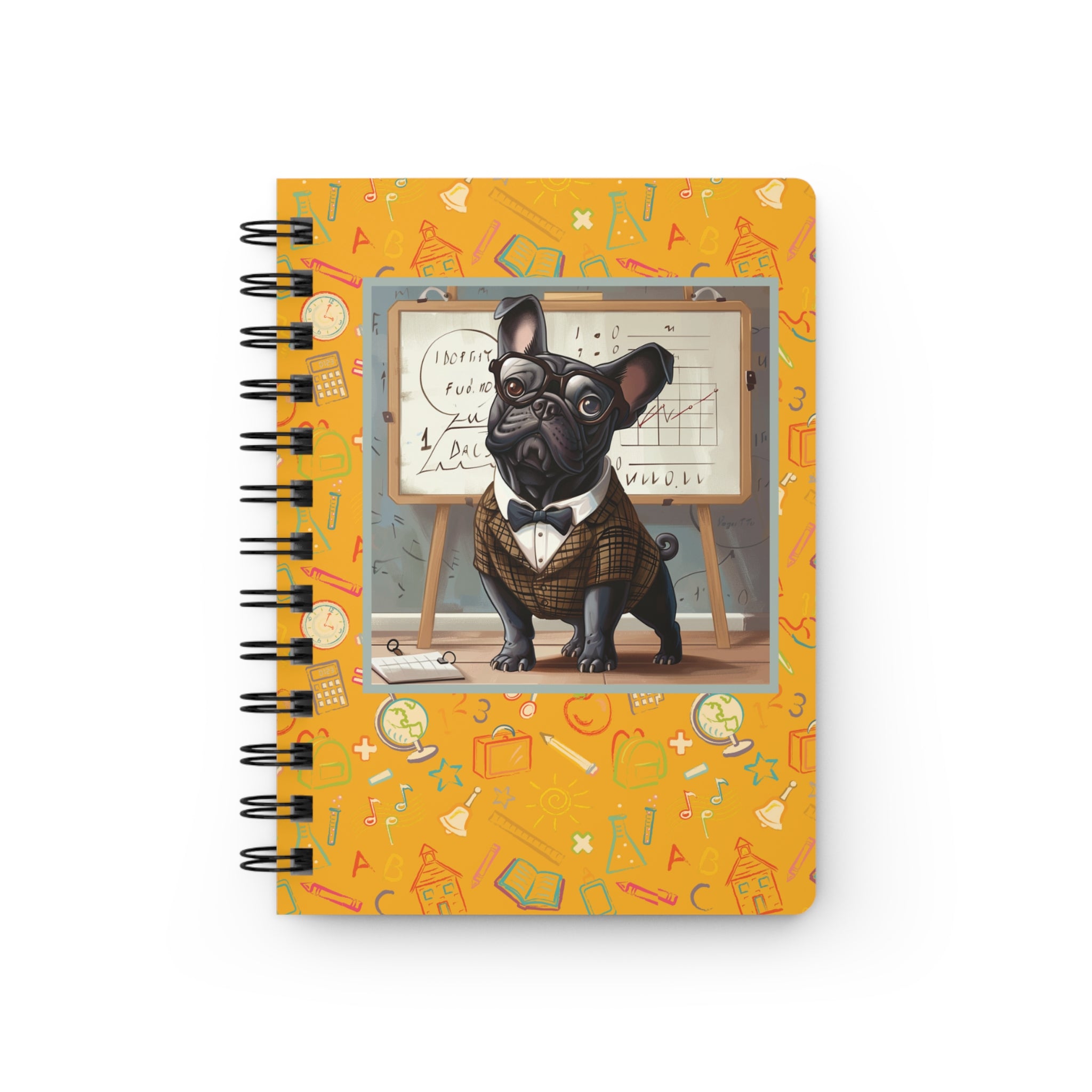 Smarty Paws Back-to-School Bulldog Spiral Notebook (Black/French)