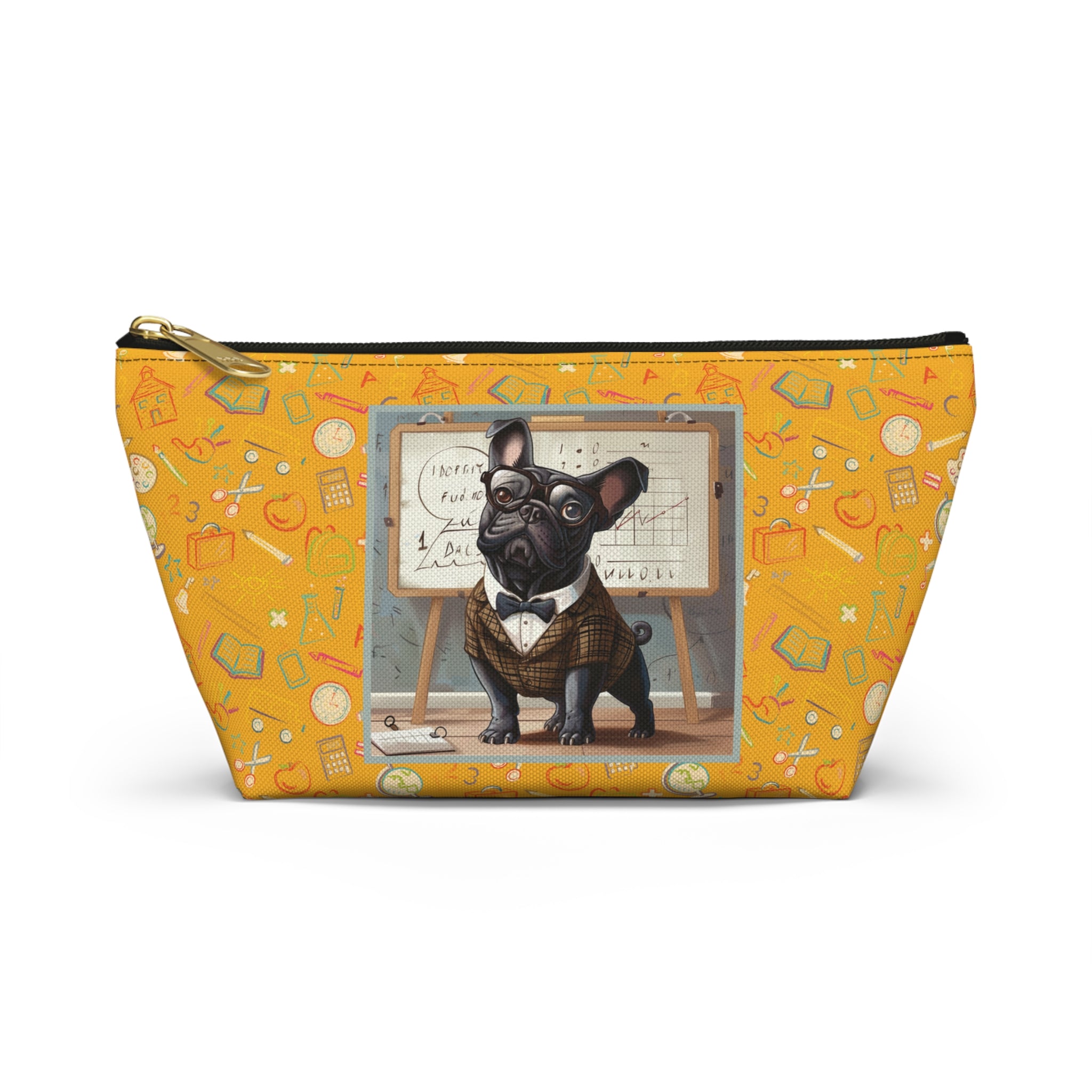 Smarty Paws Back-to-School Bulldog Accessory Pouch (Black/French)